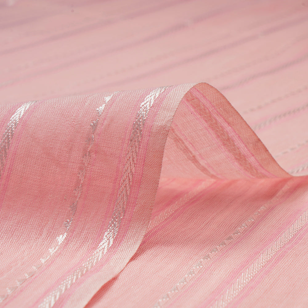 Baby Pink Color Fancy Woven Cotton Voile Fabric