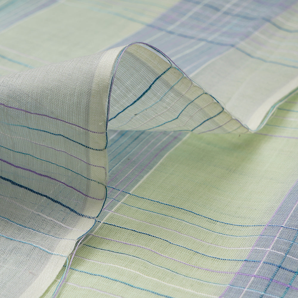 Light Green Mint Color Fancy Check Pattern Pure Woven Cotton Voile Fabric