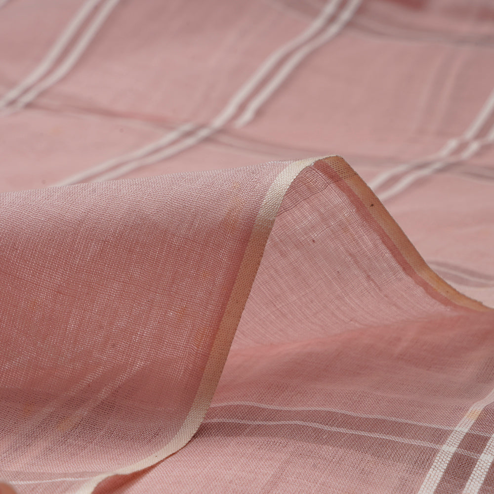 Baby Pink Color Fancy Check Pattern Pure Woven Cotton Voile Fabric