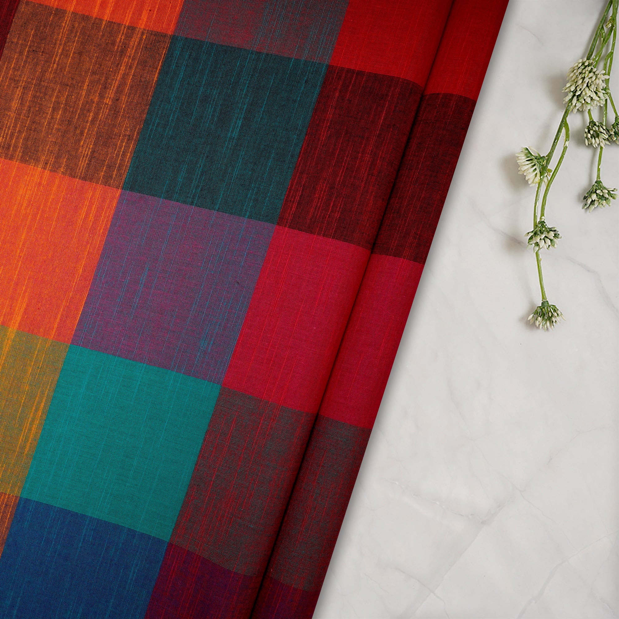 Buy Multi Color Check Pattern Woven Cotton Fabric 80403/1 | FFAB