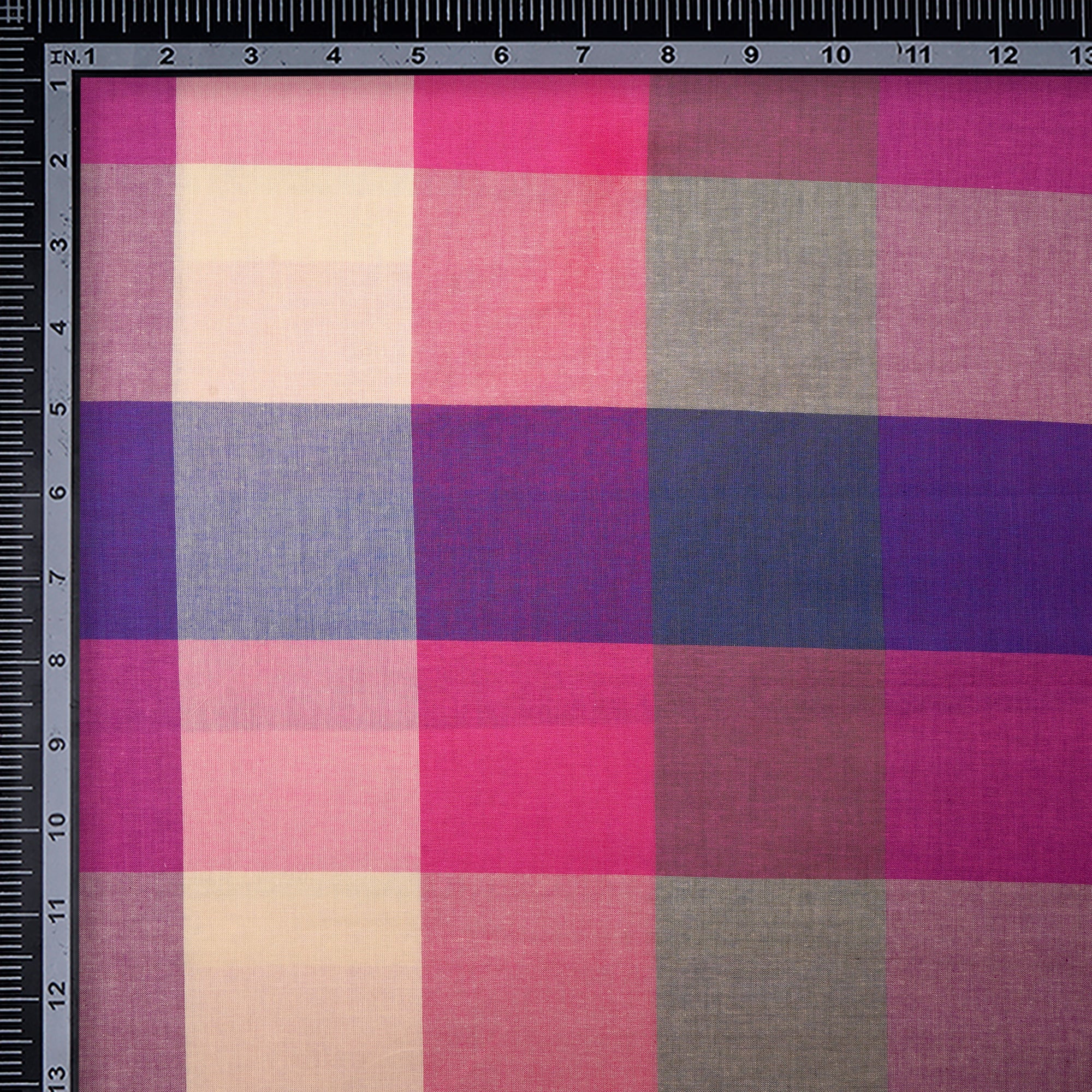 Multi Color Check Pattern Woven Cotton Fabric