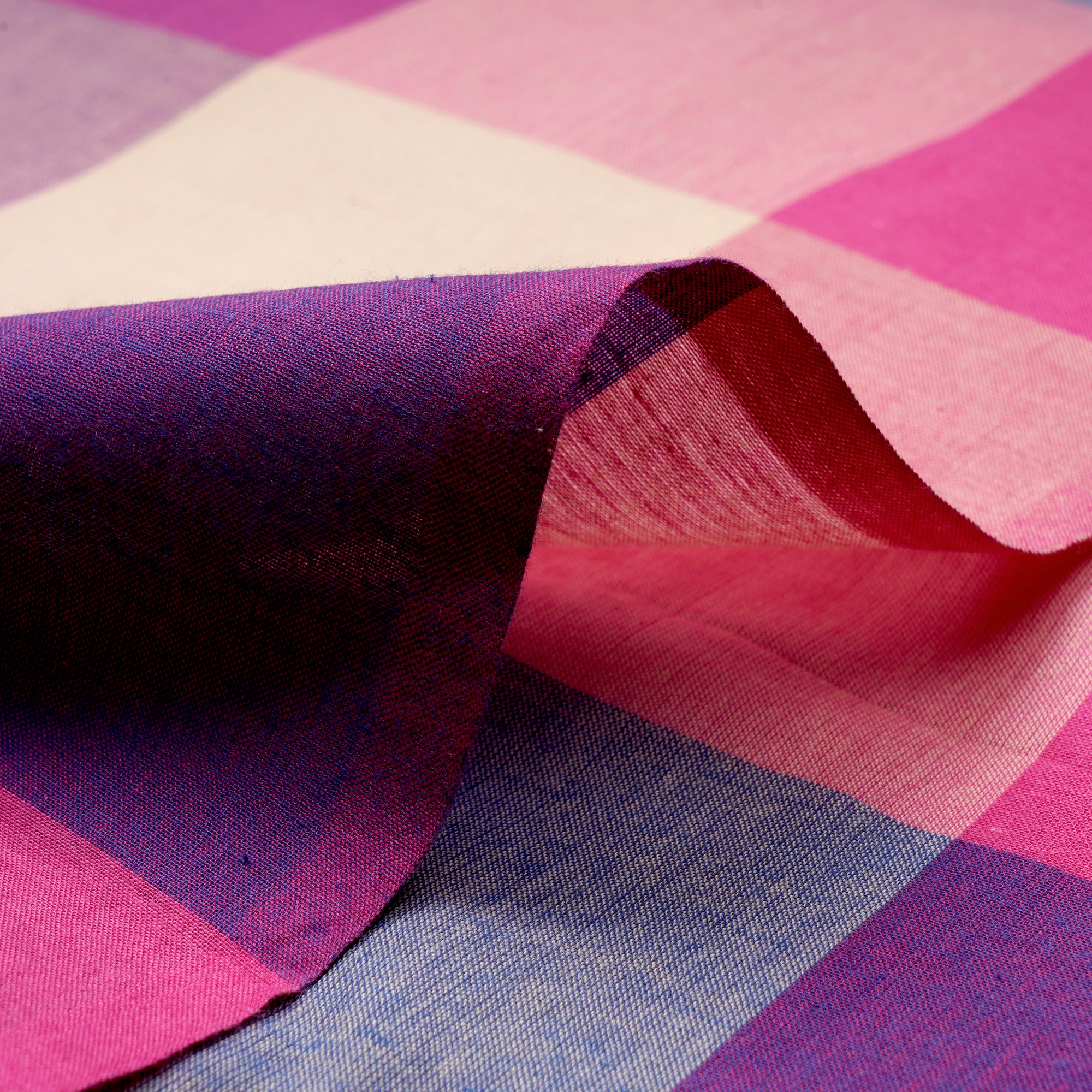 Multi Color Check Pattern Woven Cotton Fabric