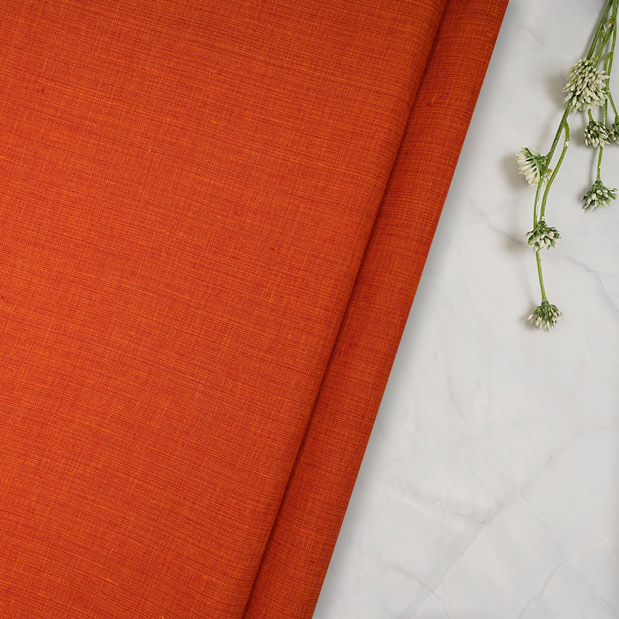 Orange Yarn Dyed Oxford South Cotton Fabric
