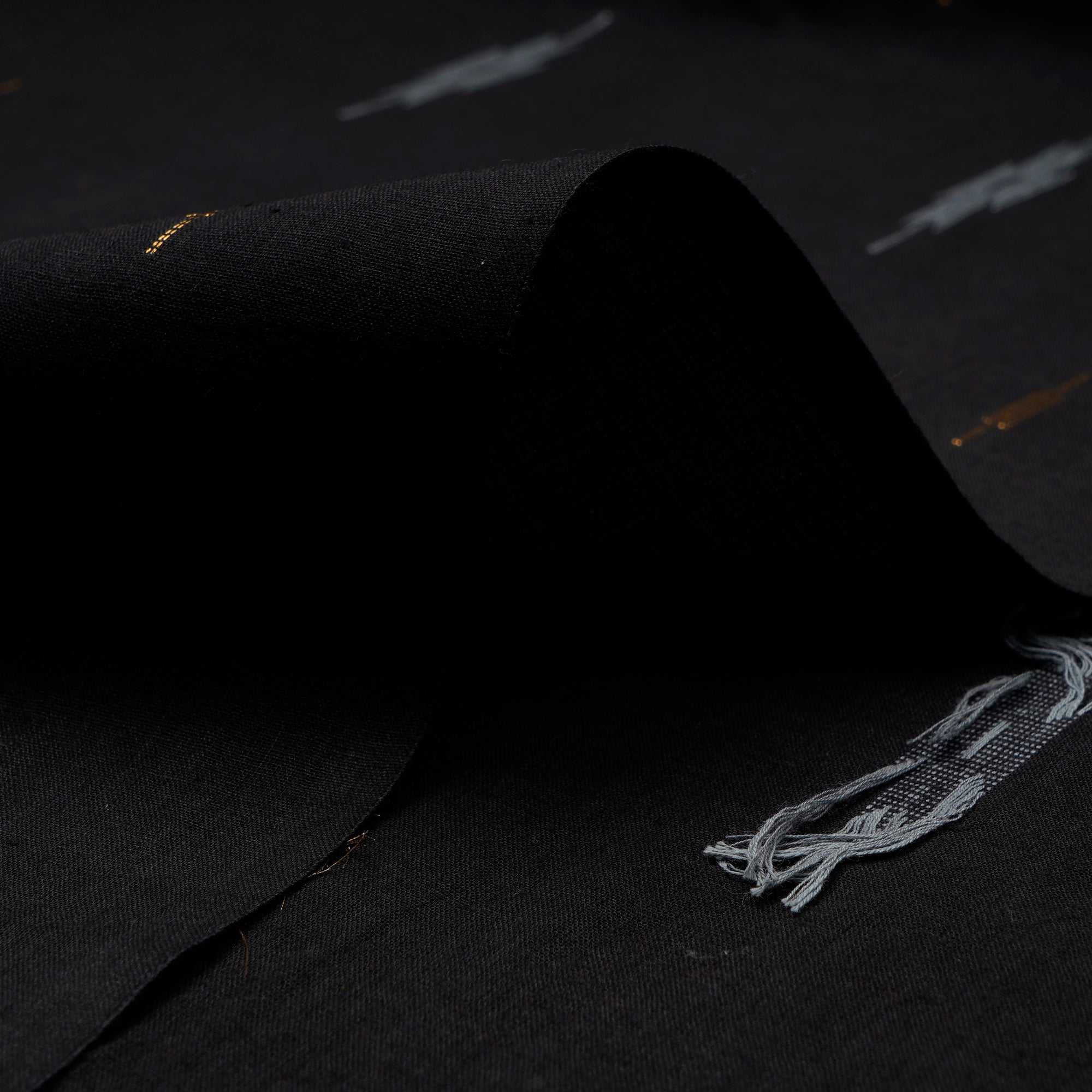 Black Geometric Pattern Yarn Dyed Cutwork Fancy South Cotton Fabric