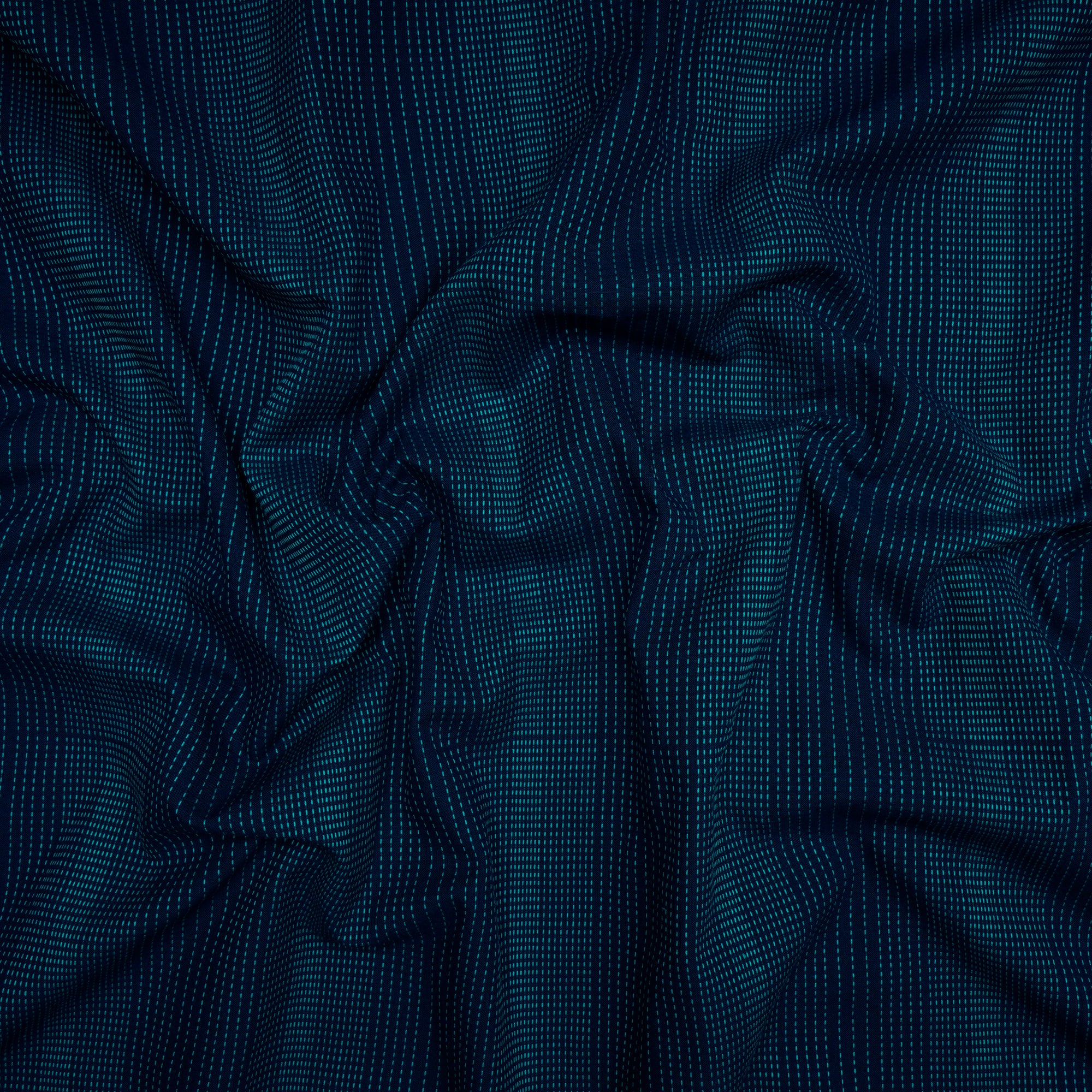 Dark Blue Stripes Pattern Yarn Dyed Fancy Cutwork South Cotton Fabric