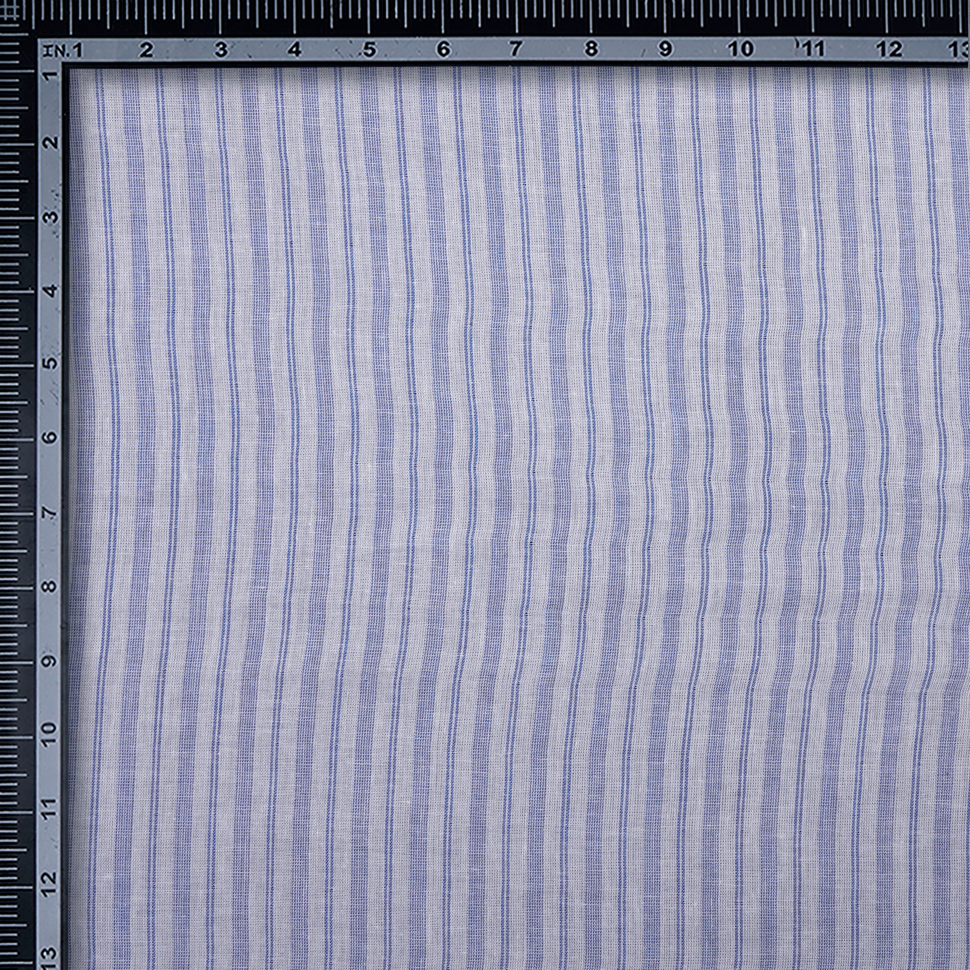 Light Blue Striped Pattern Loom Textured South Cotton Double Cloth Fabric