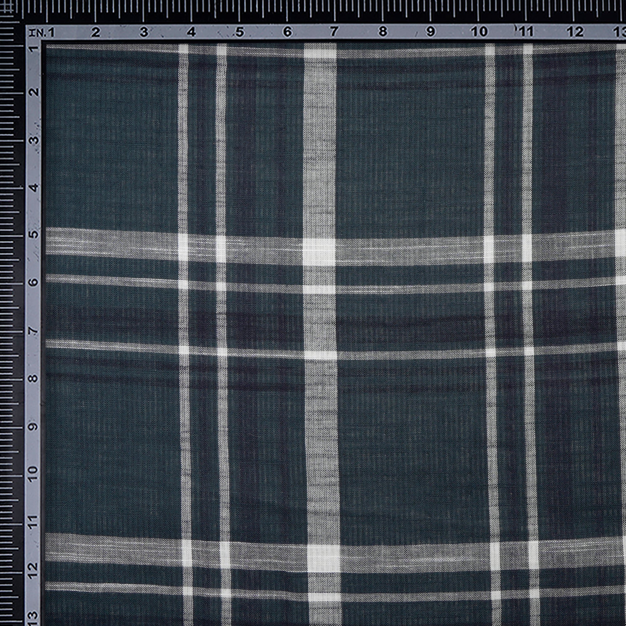 Dark Blue Check Pattern Loom Textured South Cotton Double Cloth Fabric