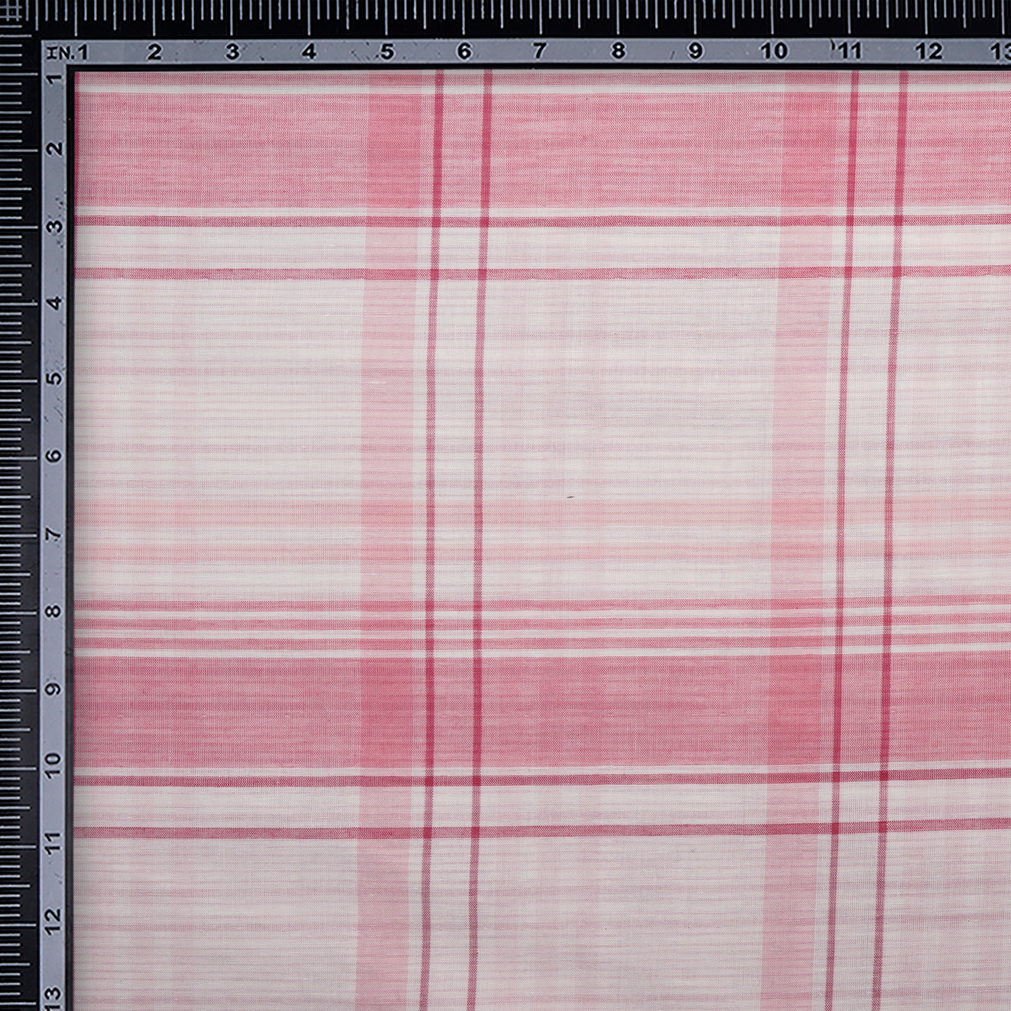 Candy Pink Check Pattern Loom Textured South Cotton Double Cloth Fabric