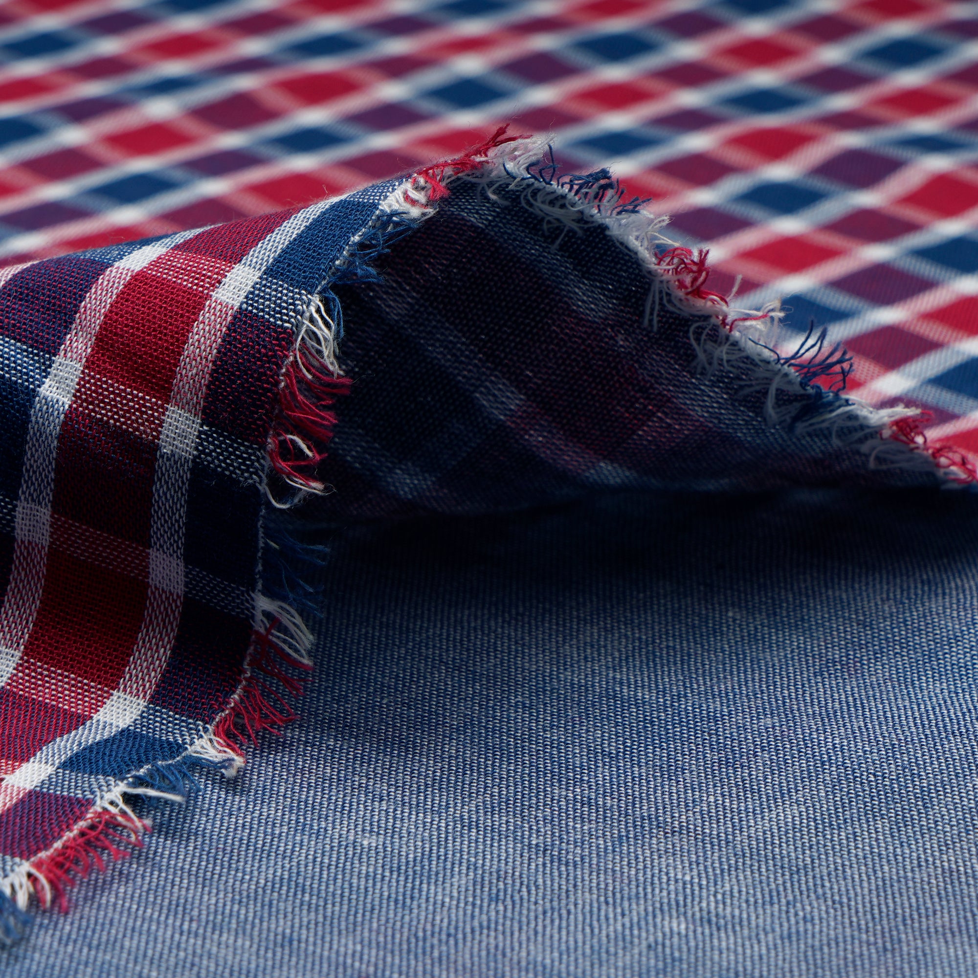 Buy Red-Blue Check Pattern Loom Textured South Cotton Double Cloth ...
