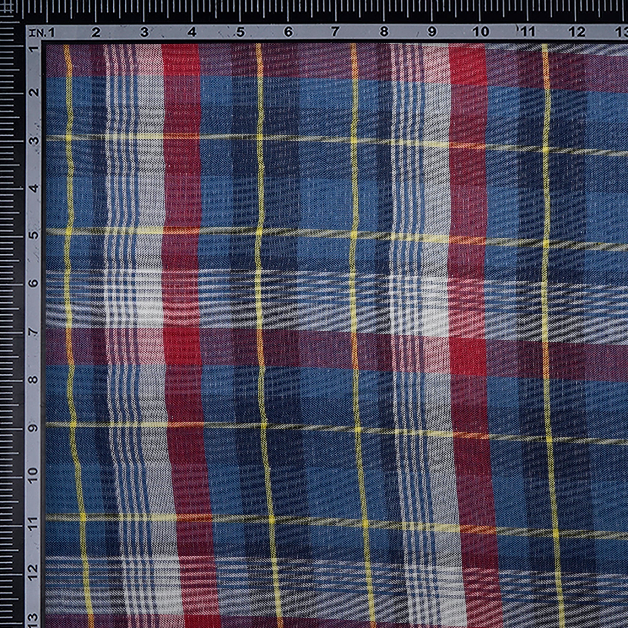 Multi Color Check Pattern Loom Textured South Cotton Double Cloth Fabric