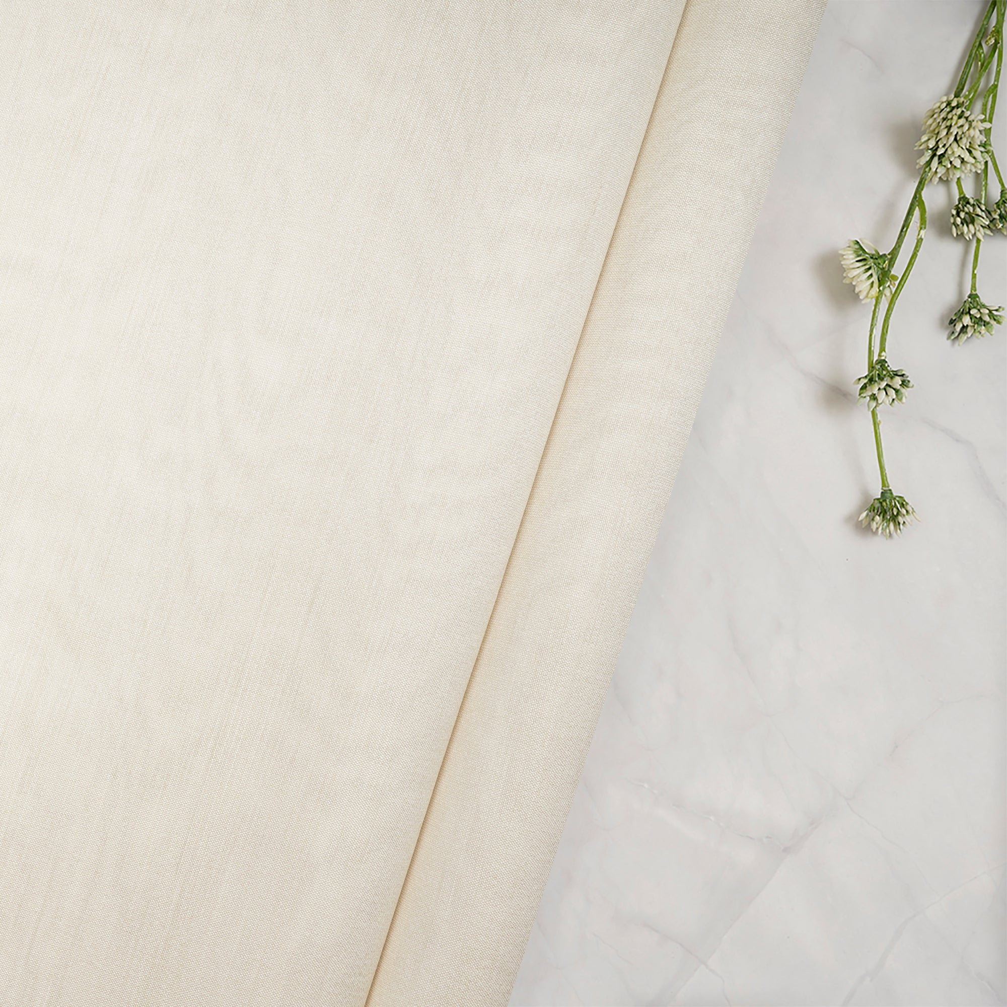 Off-White Dyeable Handwoven Plain Chiniya Silk Fabric