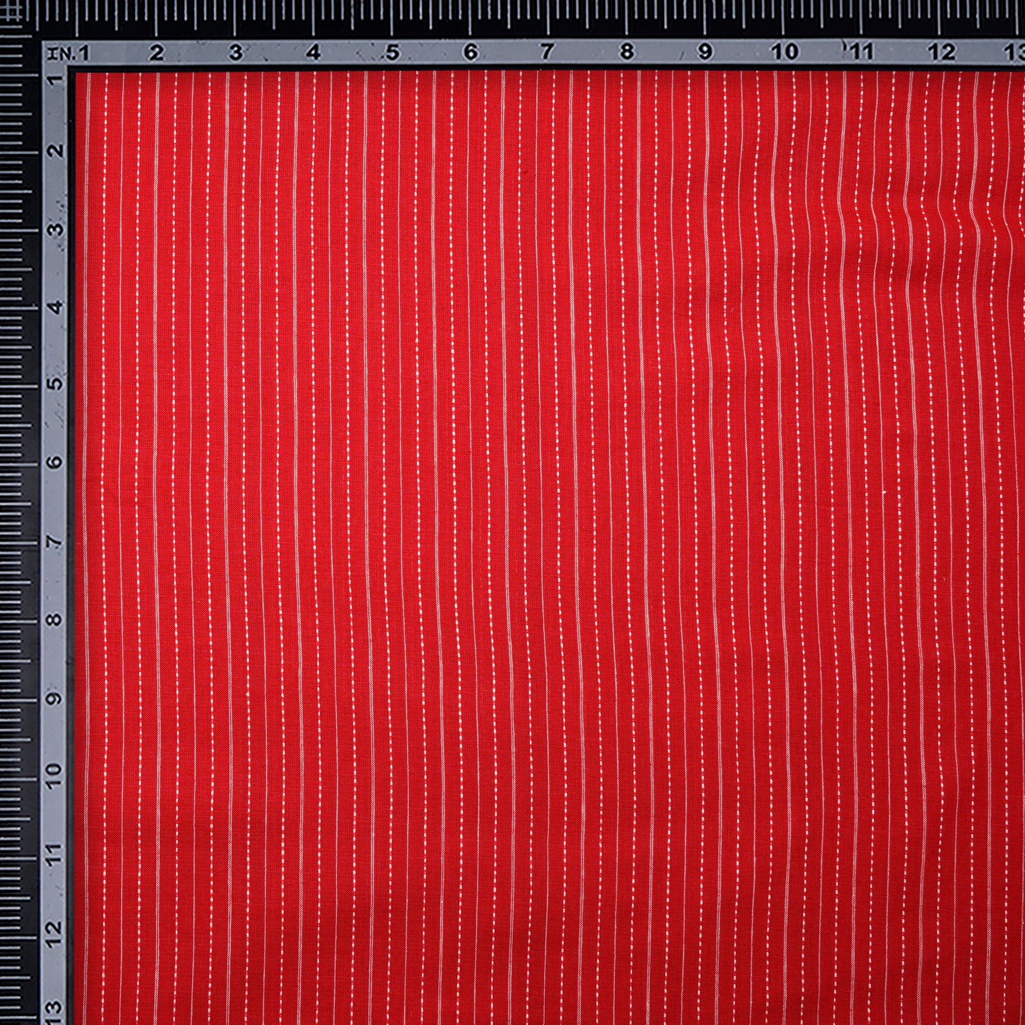 Red Stripe Pattern Yarn Dyed Cutwork Fancy South Cotton Fabric
