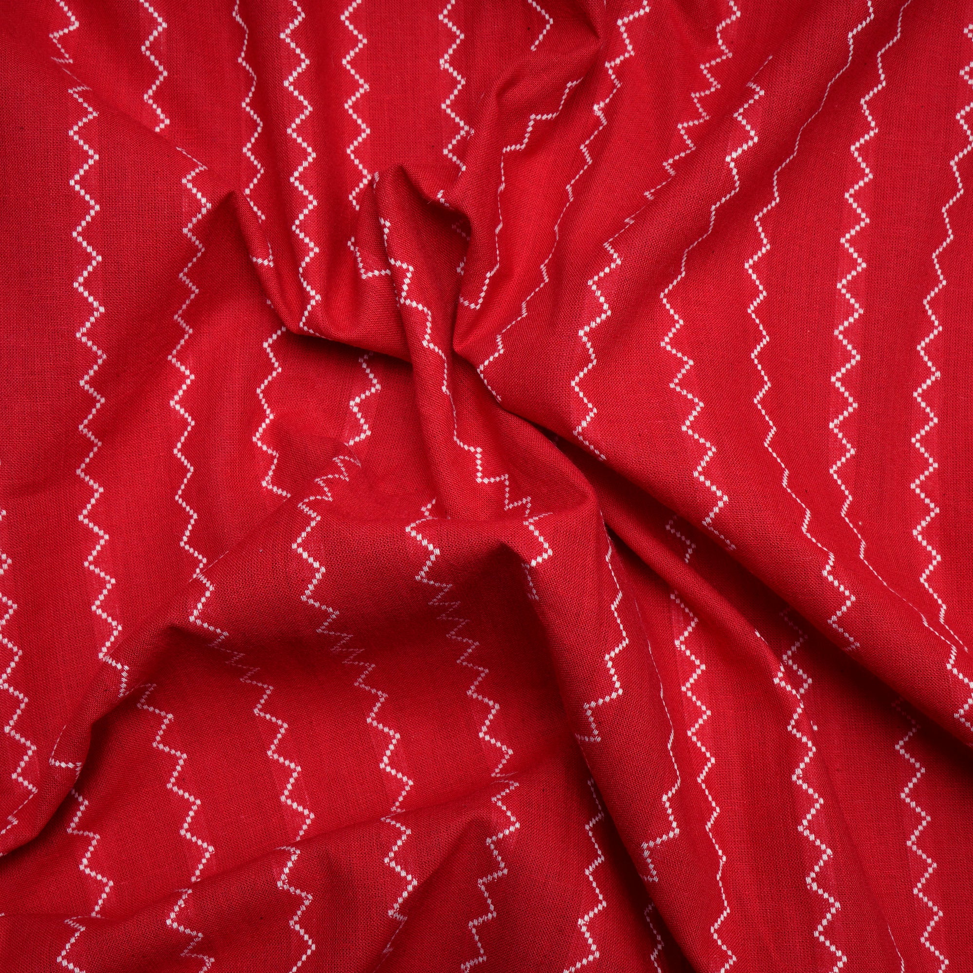 Red Stripe Pattern Yarn Dyed Cutwork Fancy South Cotton Fabric