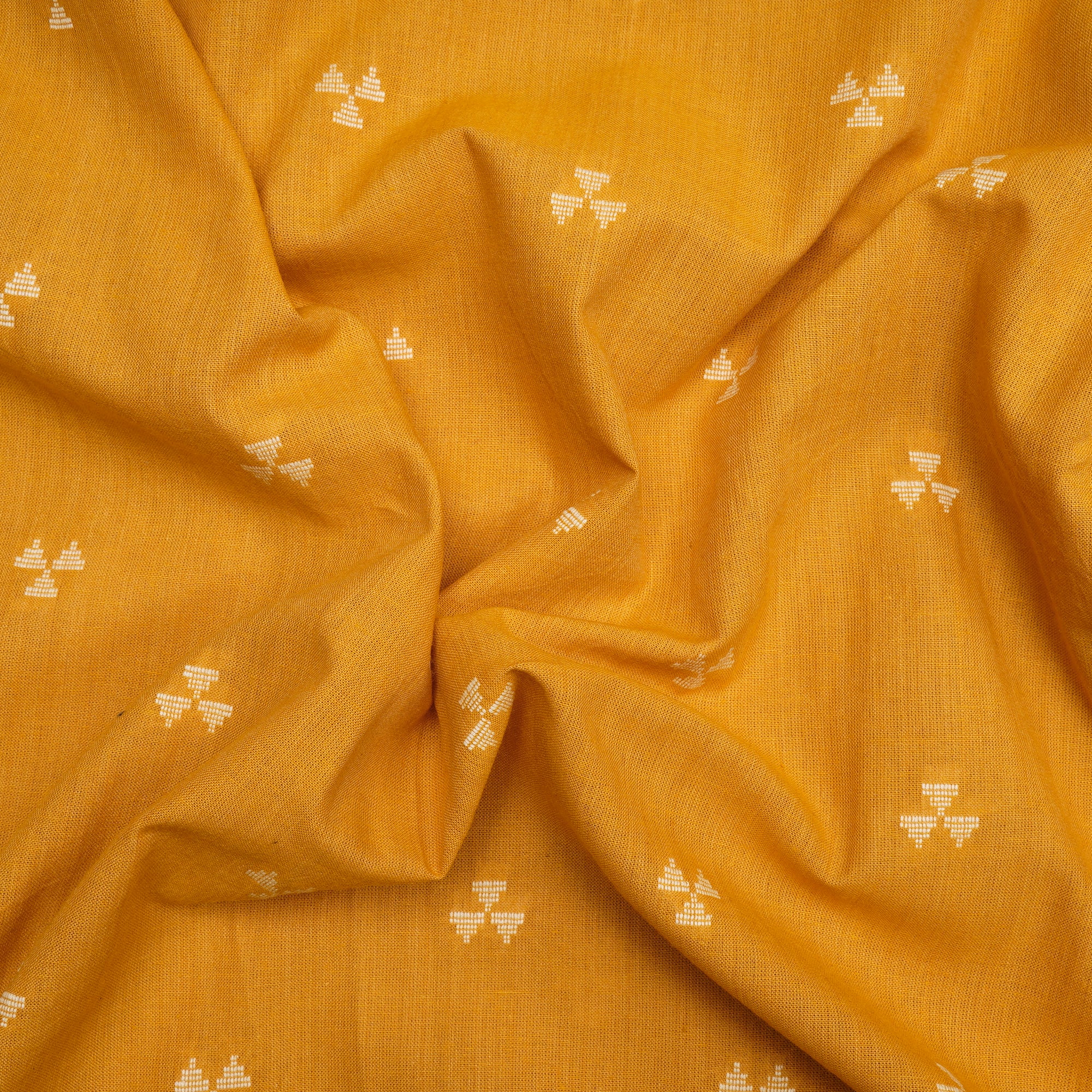 Mineral Yellow Geometric Pattern Yarn Dyed Cutwork Fancy South Cotton Fabric