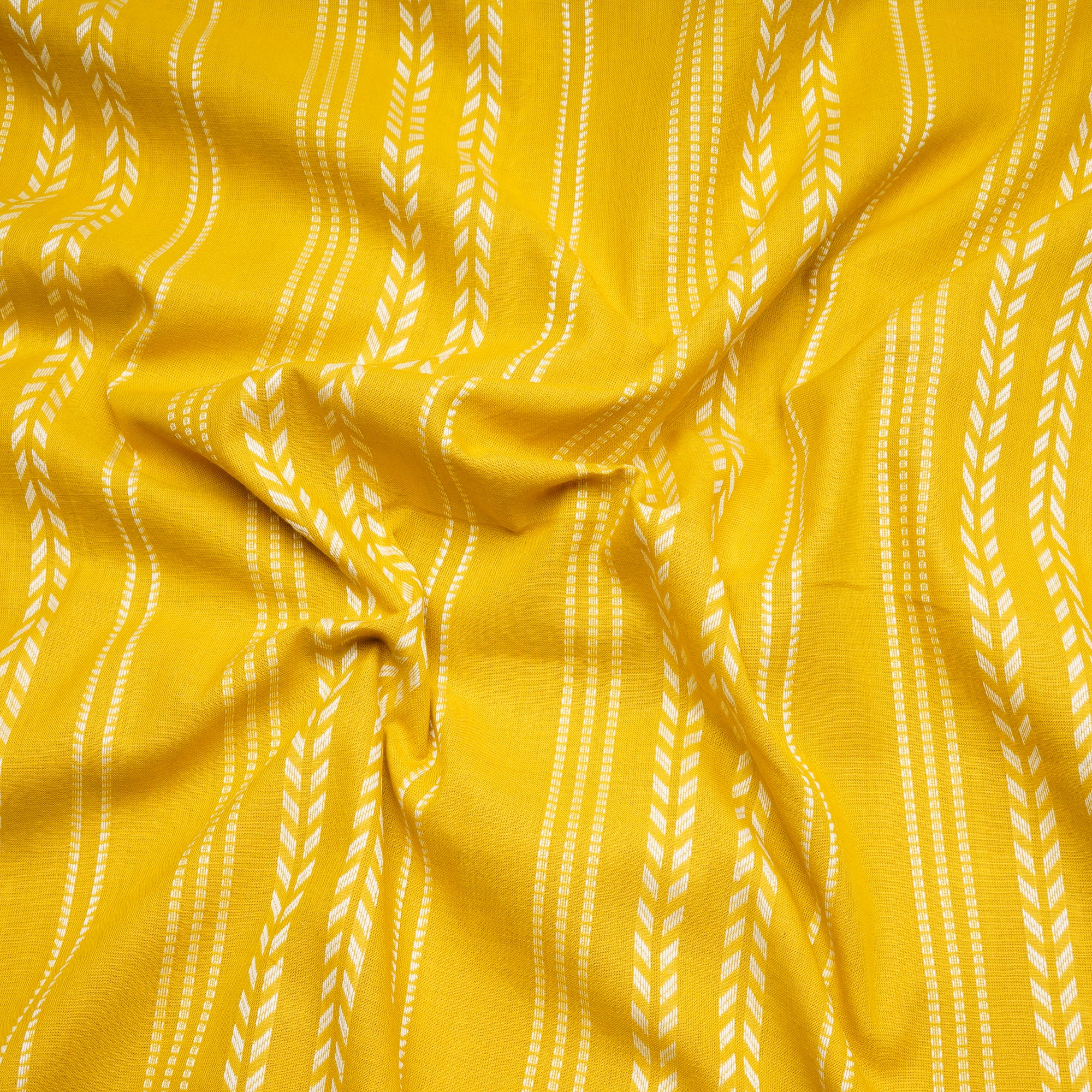 Ceylon Yellow Pattern Yarn Dyed Cutwork Fancy South Cotton Fabric