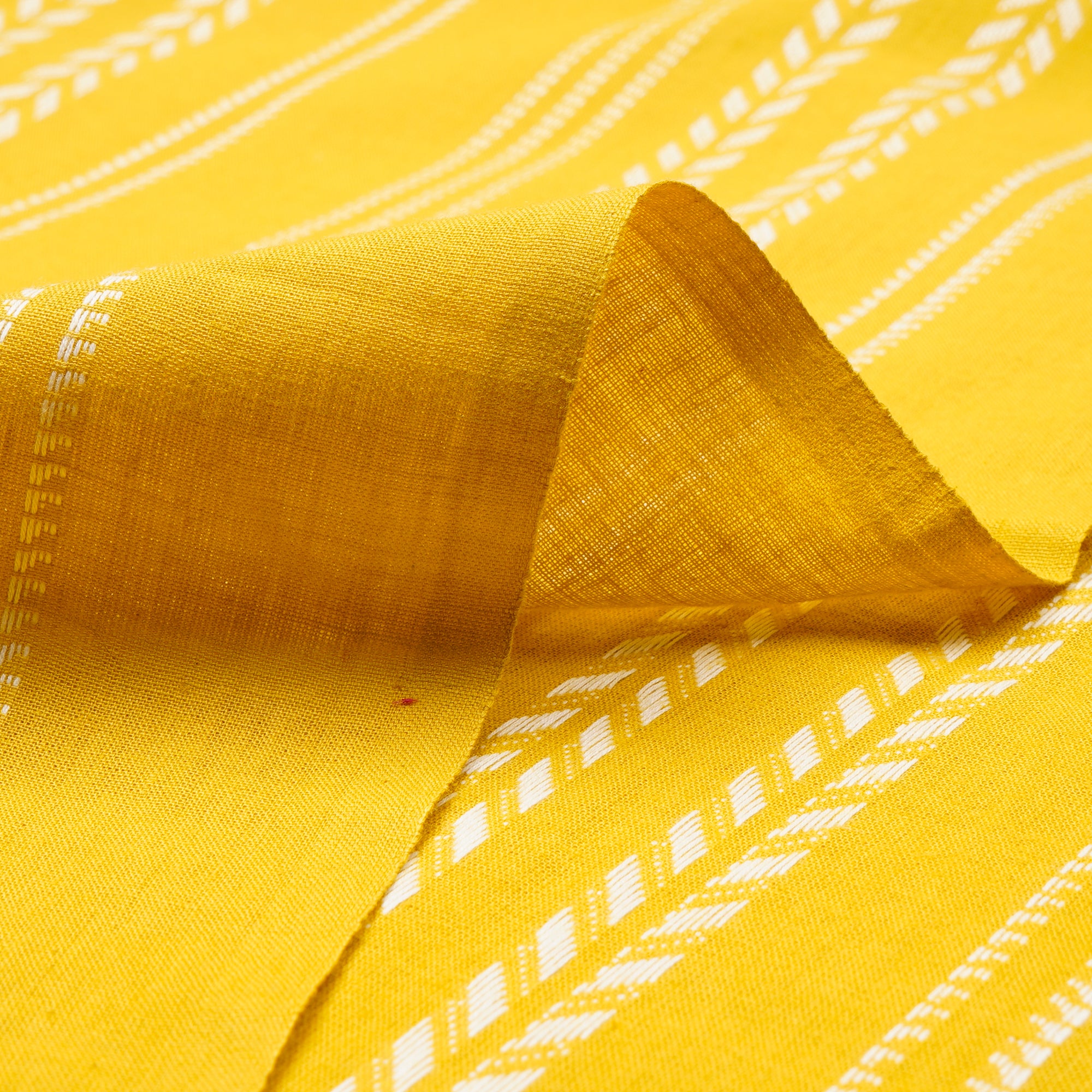 Ceylon Yellow Pattern Yarn Dyed Cutwork Fancy South Cotton Fabric