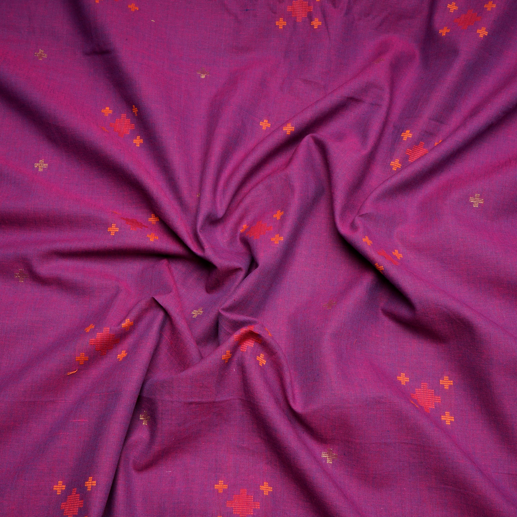 Dahlia Mauve Geometric Pattern Yarn Dyed Cutwork Fancy South Cotton Fabric