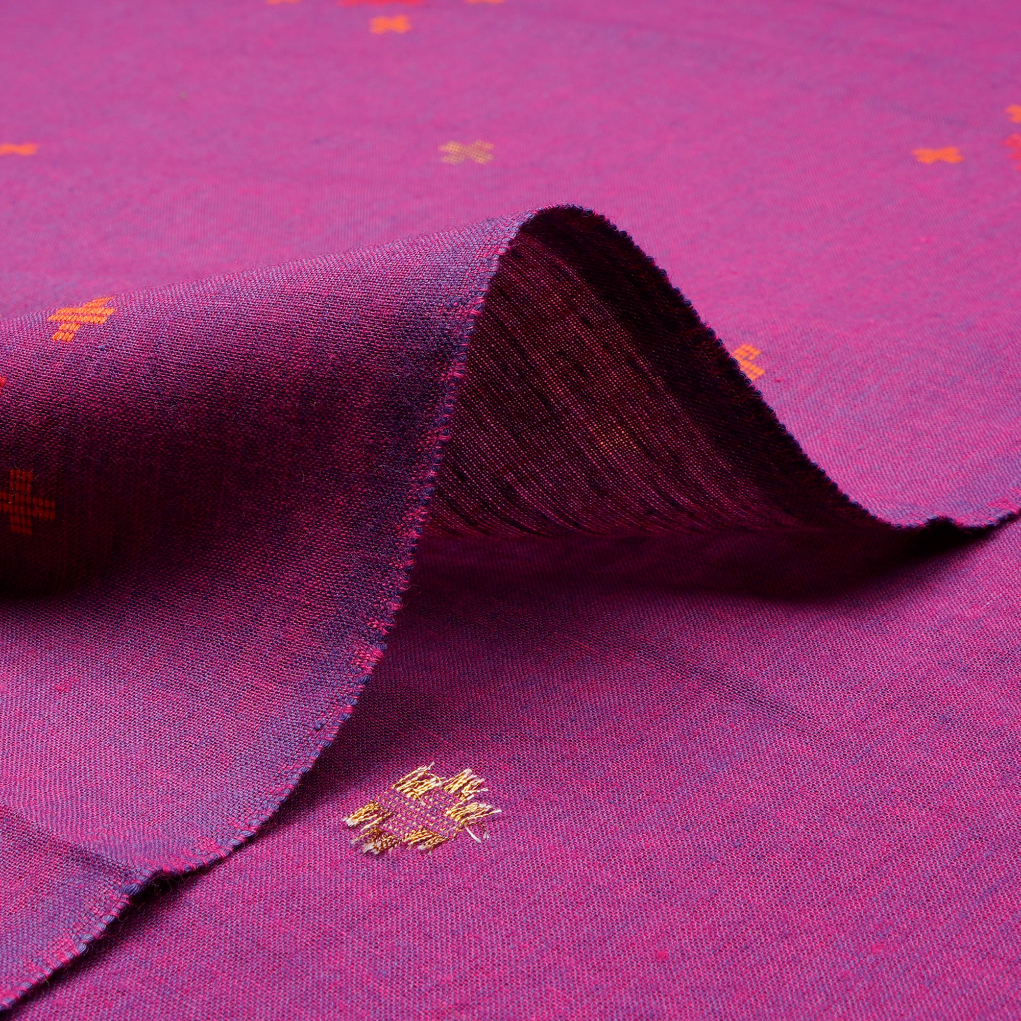 Dahlia Mauve Geometric Pattern Yarn Dyed Cutwork Fancy South Cotton Fabric
