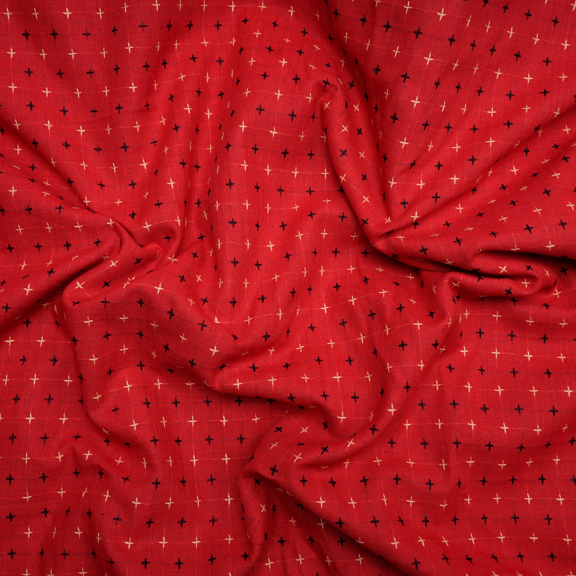 Red All Over Pattern Yarn Dyed Dobby Fancy South Cotton Fabric