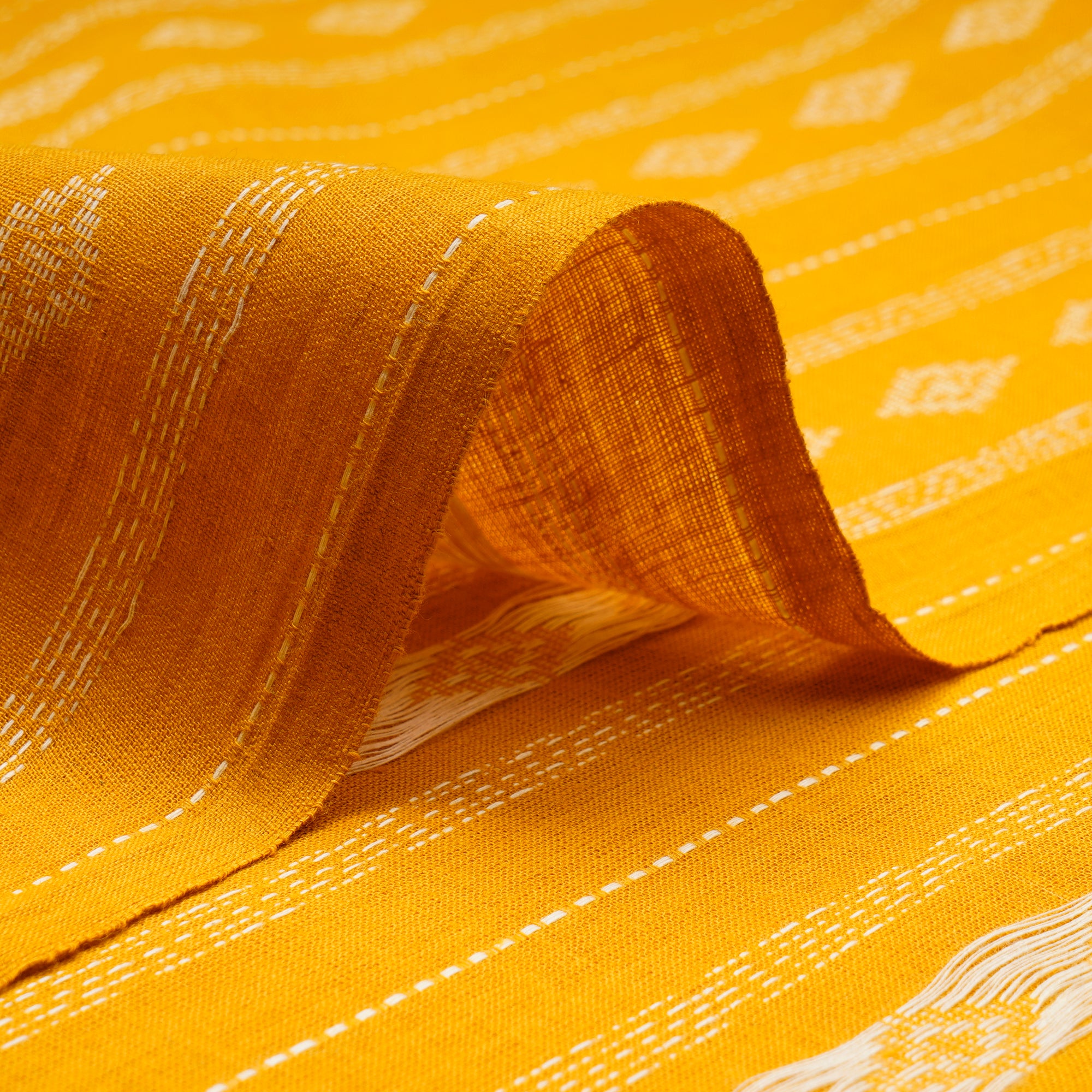 Nugget Gold Stripe Pattern Yarn Dyed Cutwork Fancy South Cotton Fabric