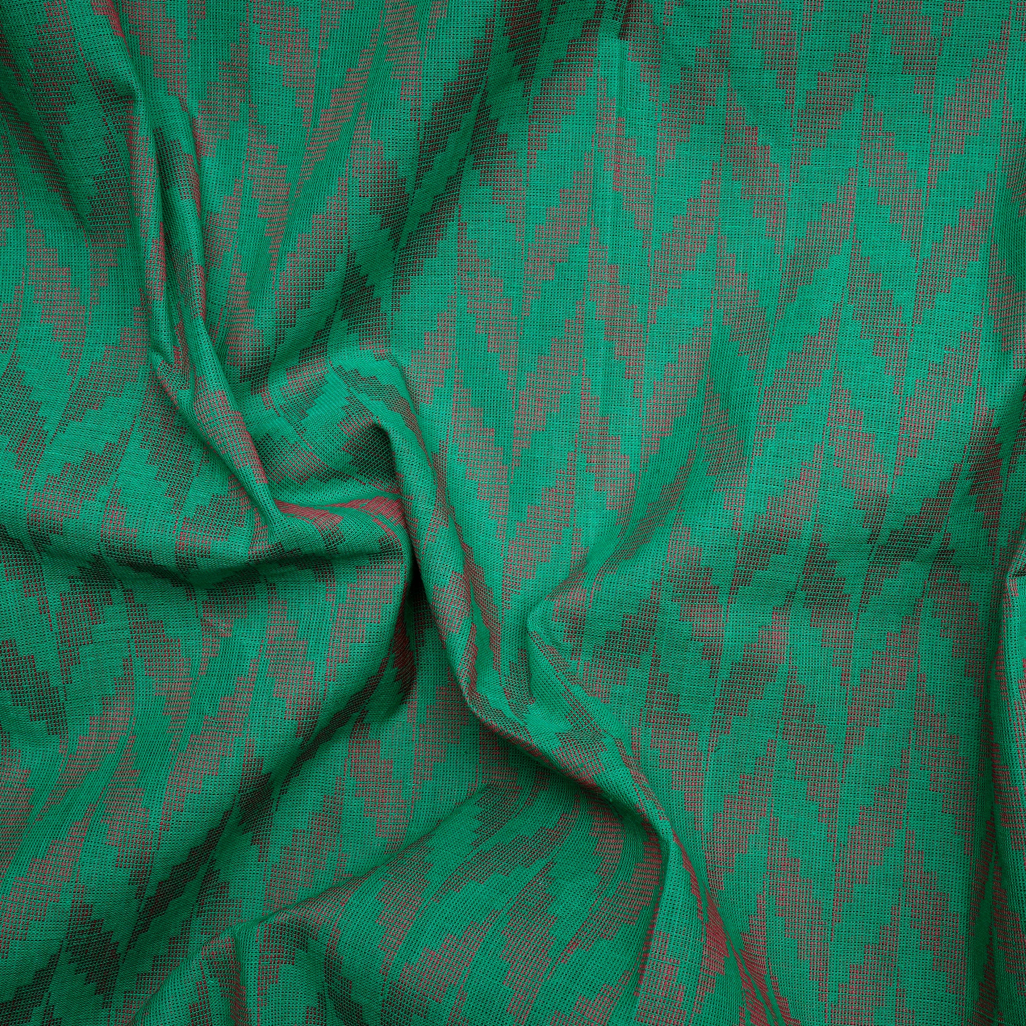 Mint All Chevron Pattern Yarn Dyed Cutwork Fancy South Cotton Fabric