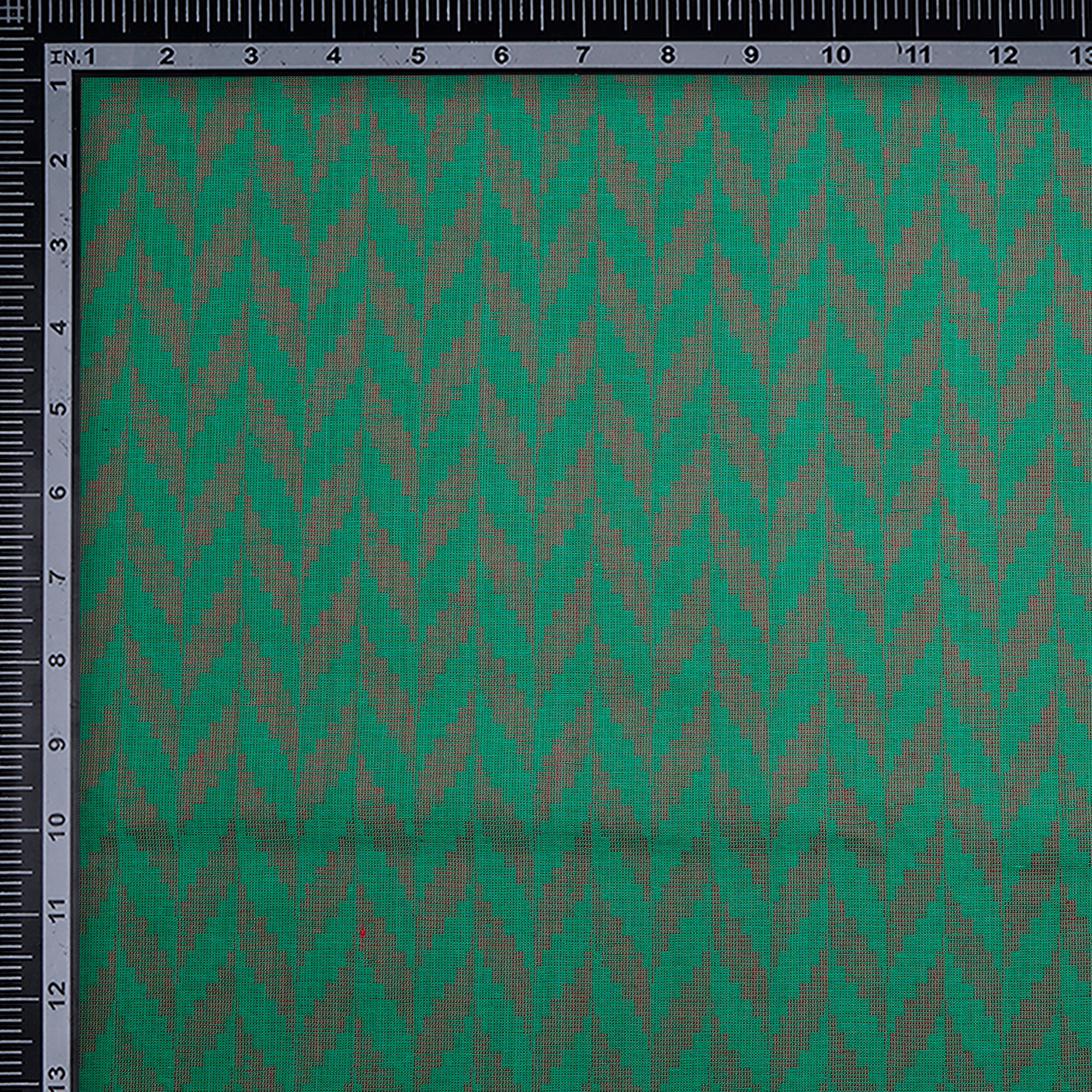 Mint All Chevron Pattern Yarn Dyed Cutwork Fancy South Cotton Fabric