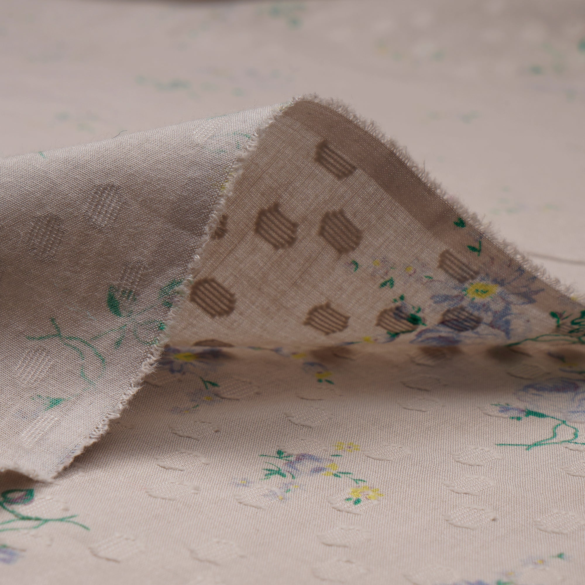 Grey Color Digital Printed Cotton Dobby Fabric