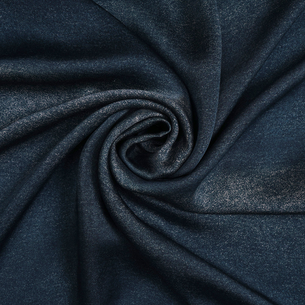Off White-Blue Color Digital Printed Bemberg Satin Fabric