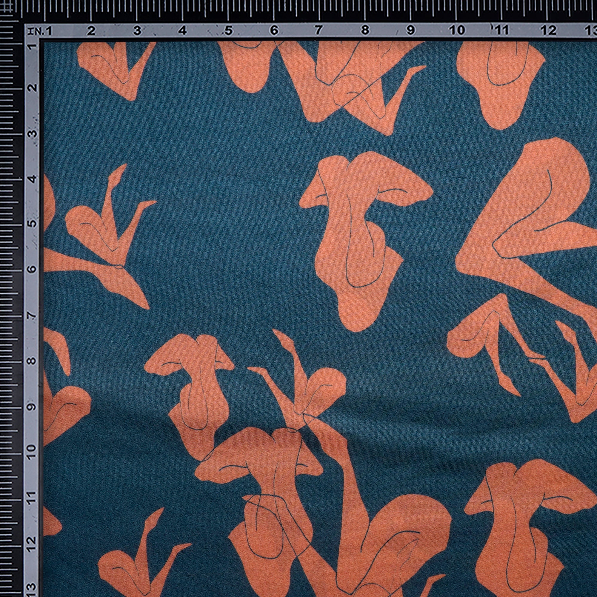 Aegean Blue Color Digital Printed Modal Satin Fabric