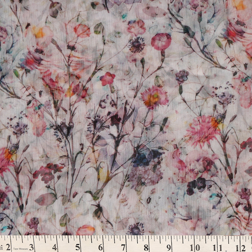 Multi Color Digital Printed Bemberg Chiffon Fabric