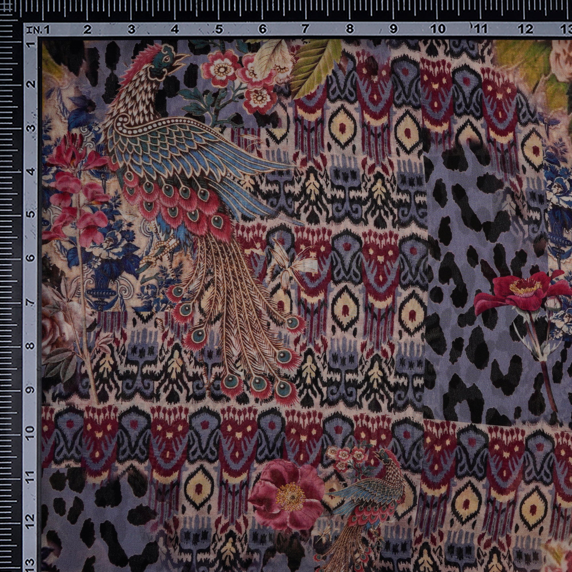 Multi Color Floral Pattern Digital Printed Georgette Silk Fabric