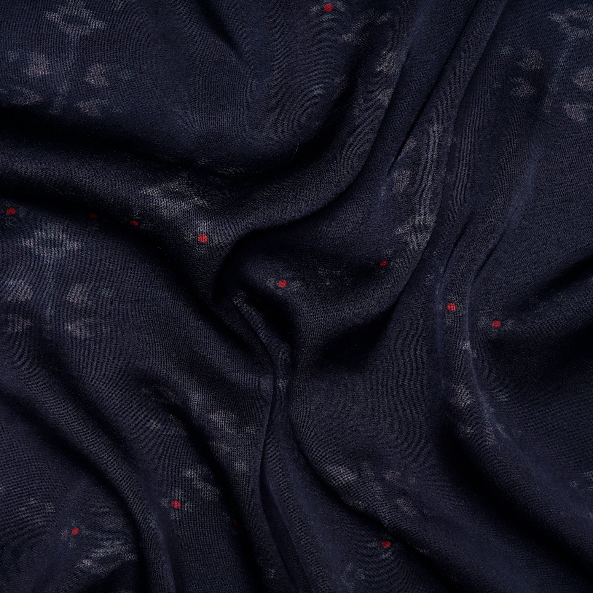 Dark Blue Ikat Pattern Digital Printed Modal Satin Fabric