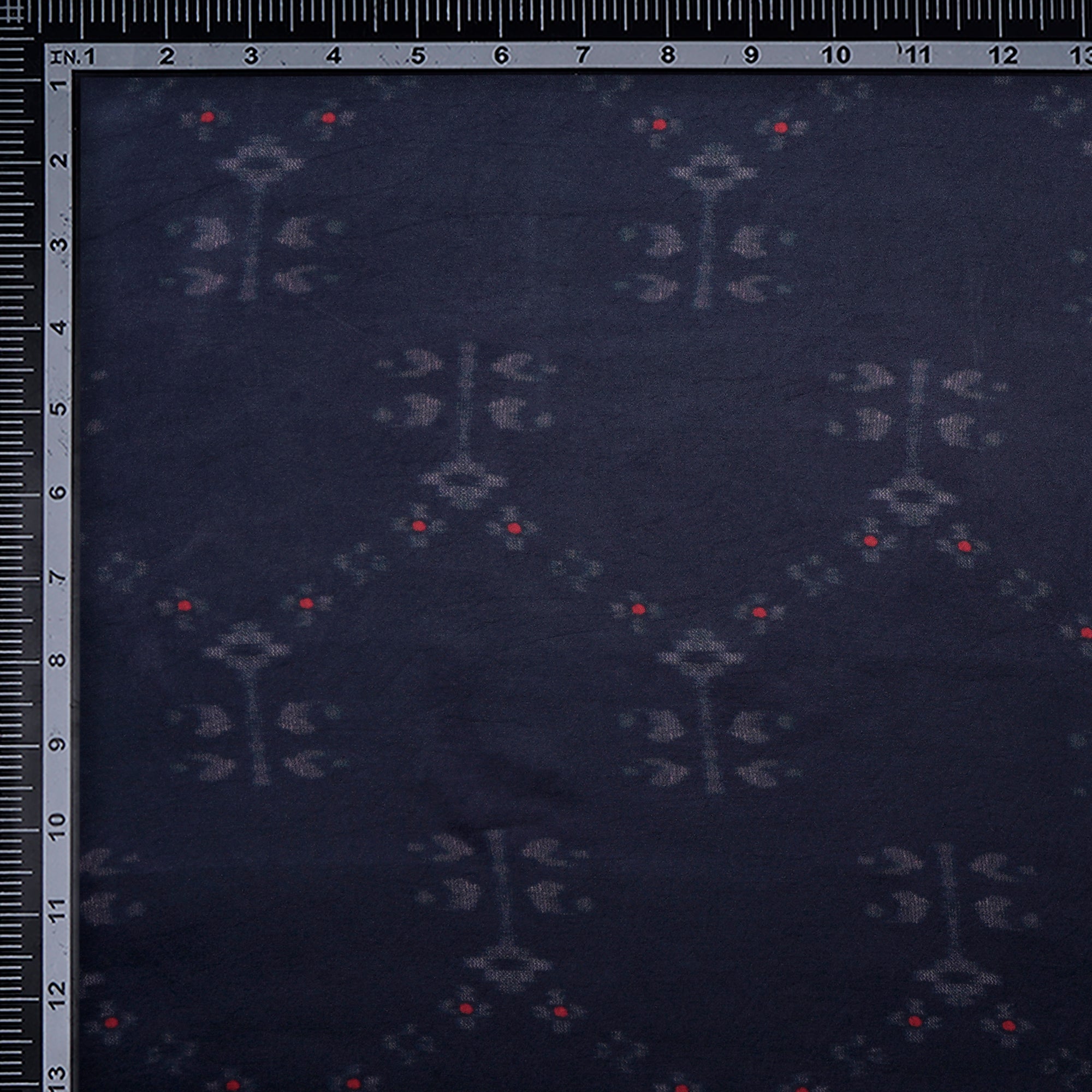 Dark Blue Ikat Pattern Digital Printed Modal Satin Fabric