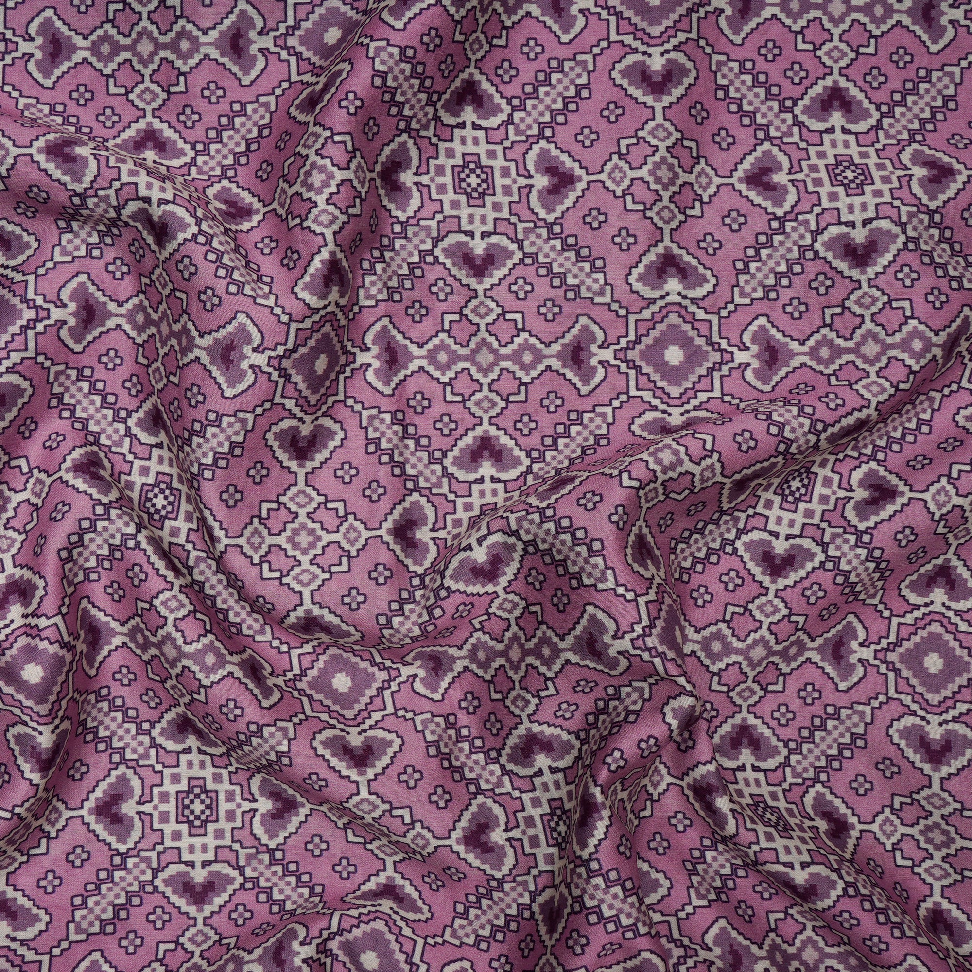 Crocus Patola Pattern Digital Printed Pure Chanderi Fabric