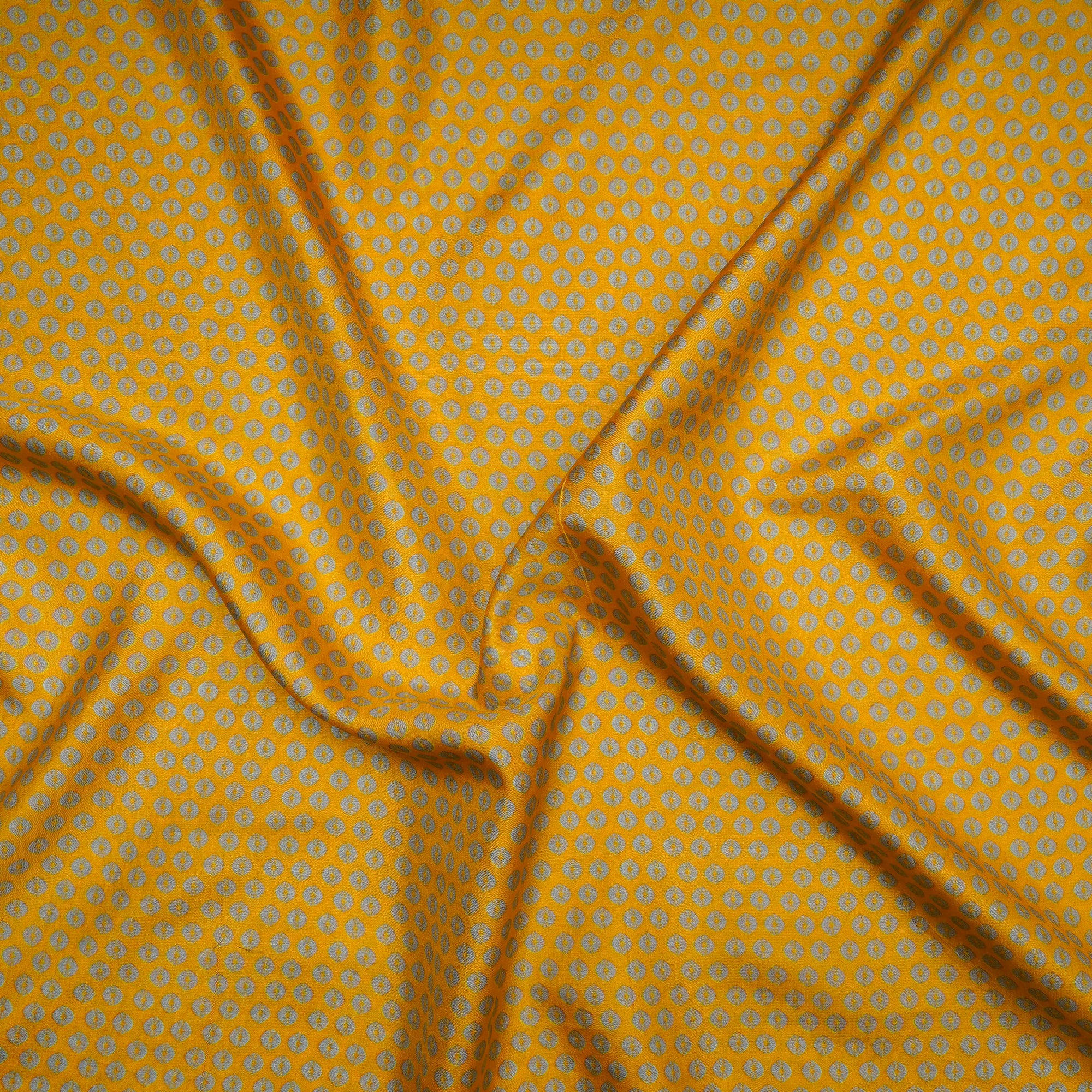 Yellow Bandhani Pattern Digital Print Pure Silk Fabric