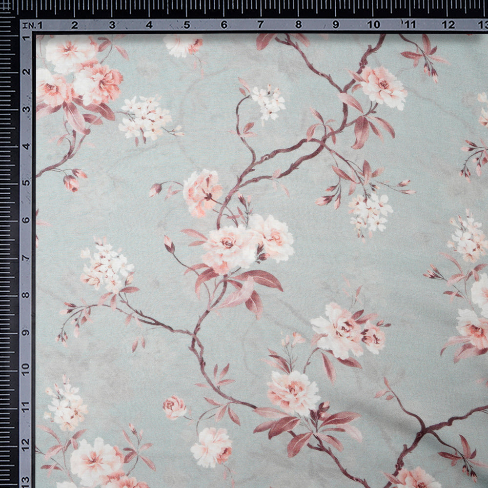 Light Greyish Blue Digital Printed Bemberg Modal Fabric