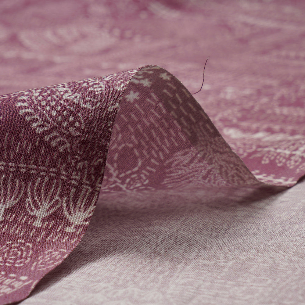 Mauve Color Digital Printed Pure Chanderi Fabric