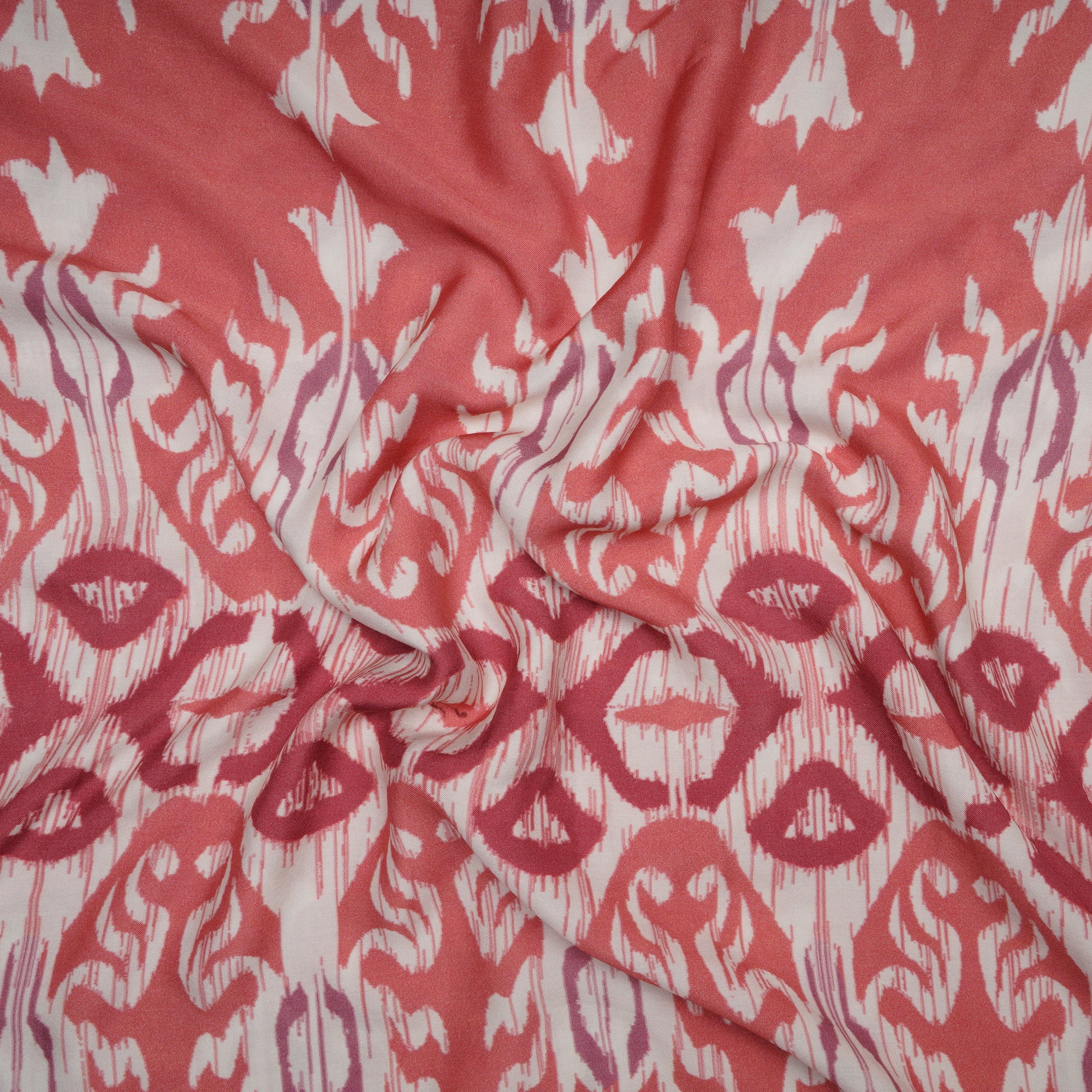 Peach Floral Pattern Digital Printed Bemberg Muslin Fabric