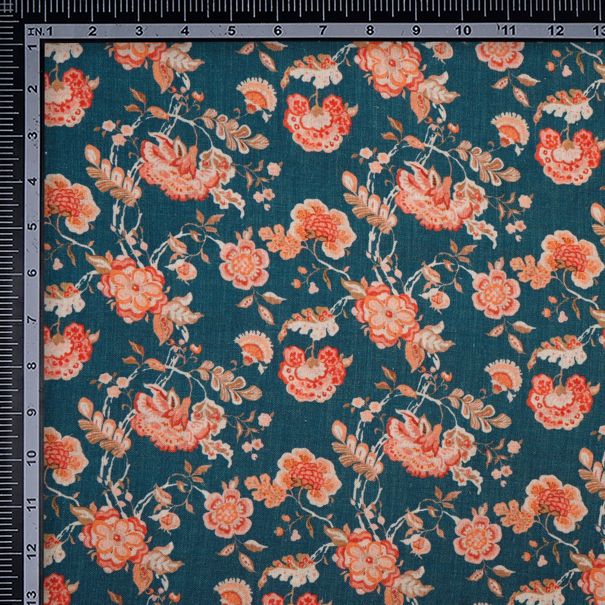 Multi Color Floral Pattern Digital Printed Cotton Fabric