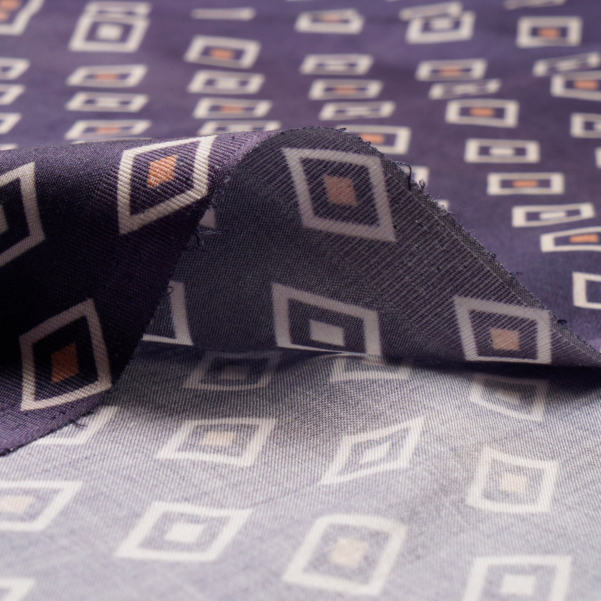 Purple Geometric Pattern Digital Pattern Maple Silk Fabric