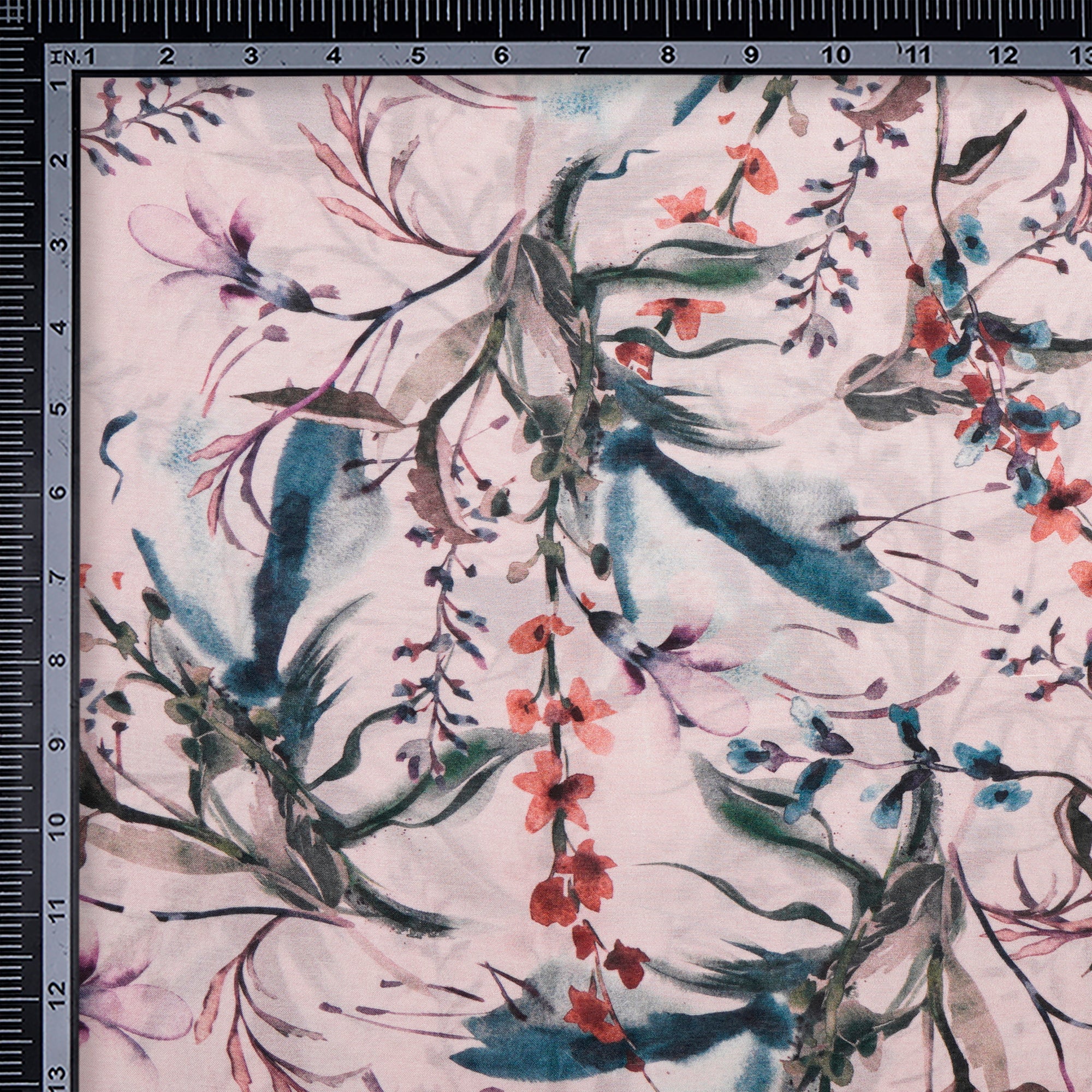 Blush Pink Color Digital Printed Bemberg Modal Fabric