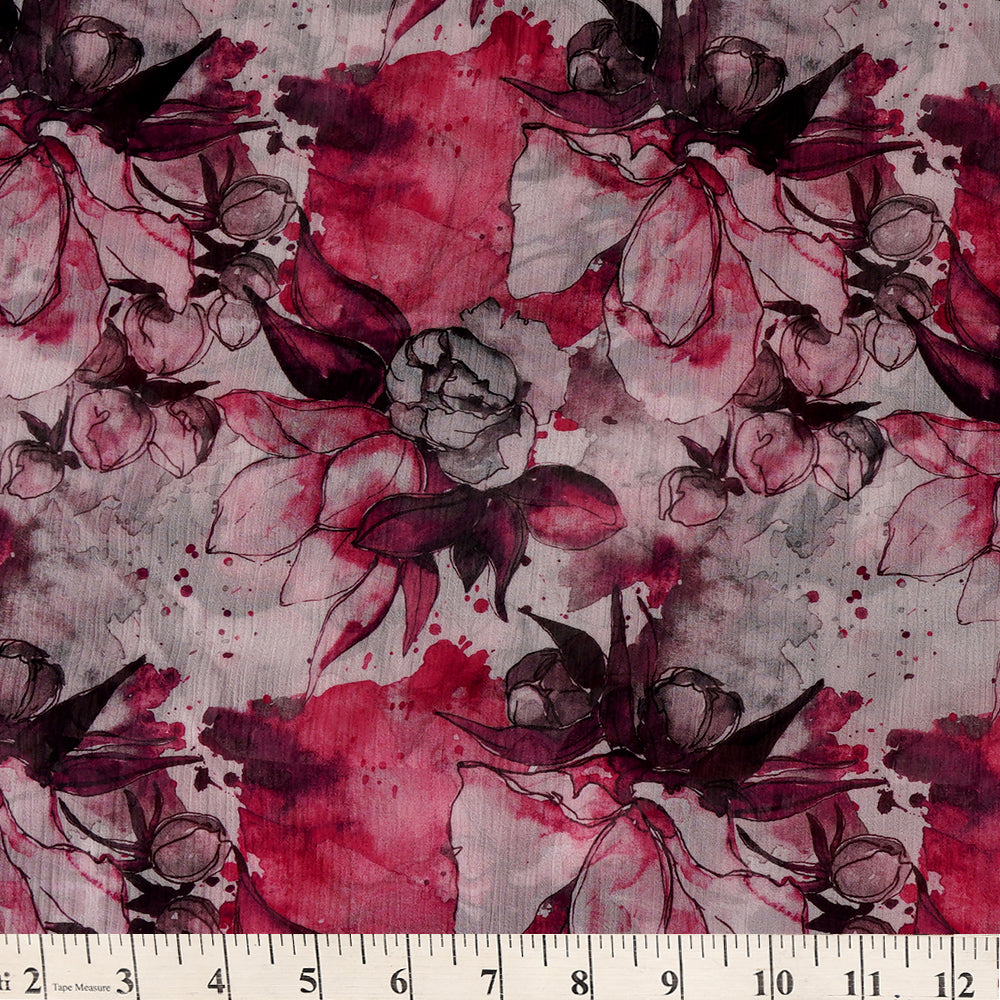 Multi Color Digital Printed Bemberg Chiffon Fabric