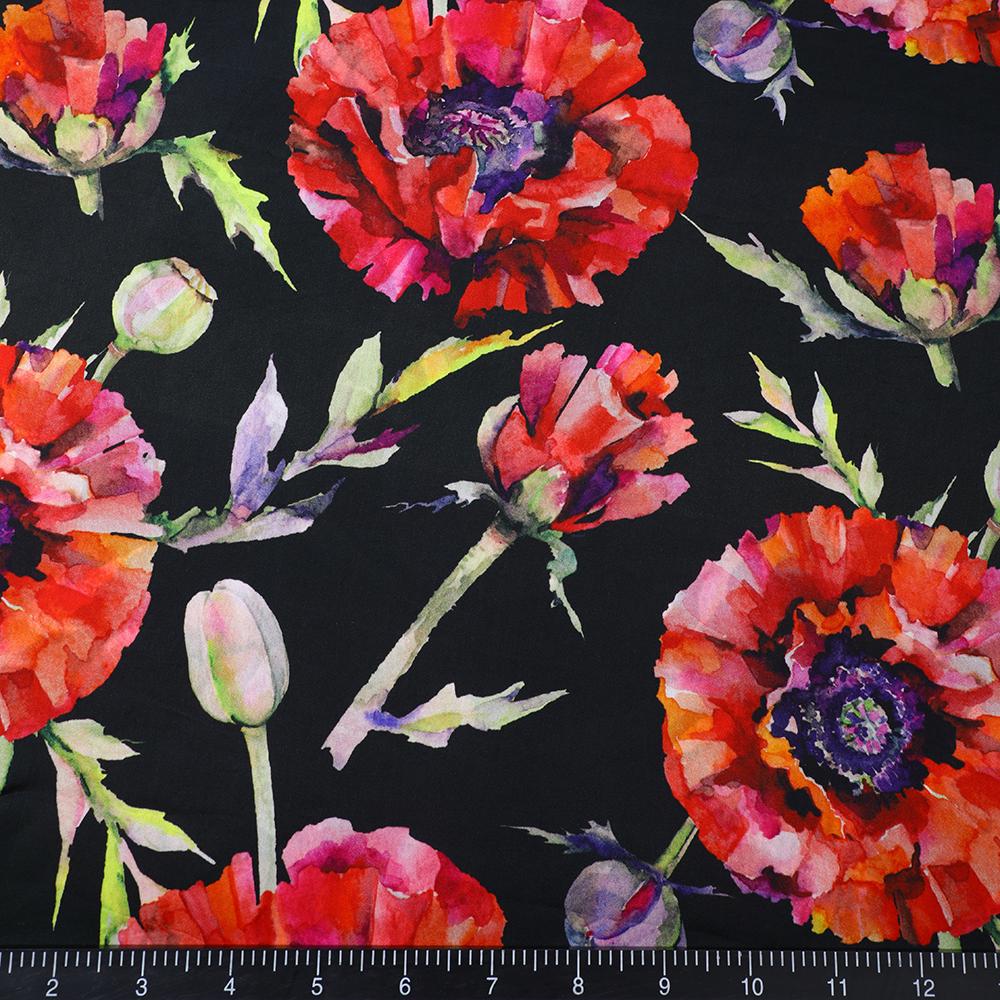 Multi Color Digital Printed Bemberg Satin Fabric