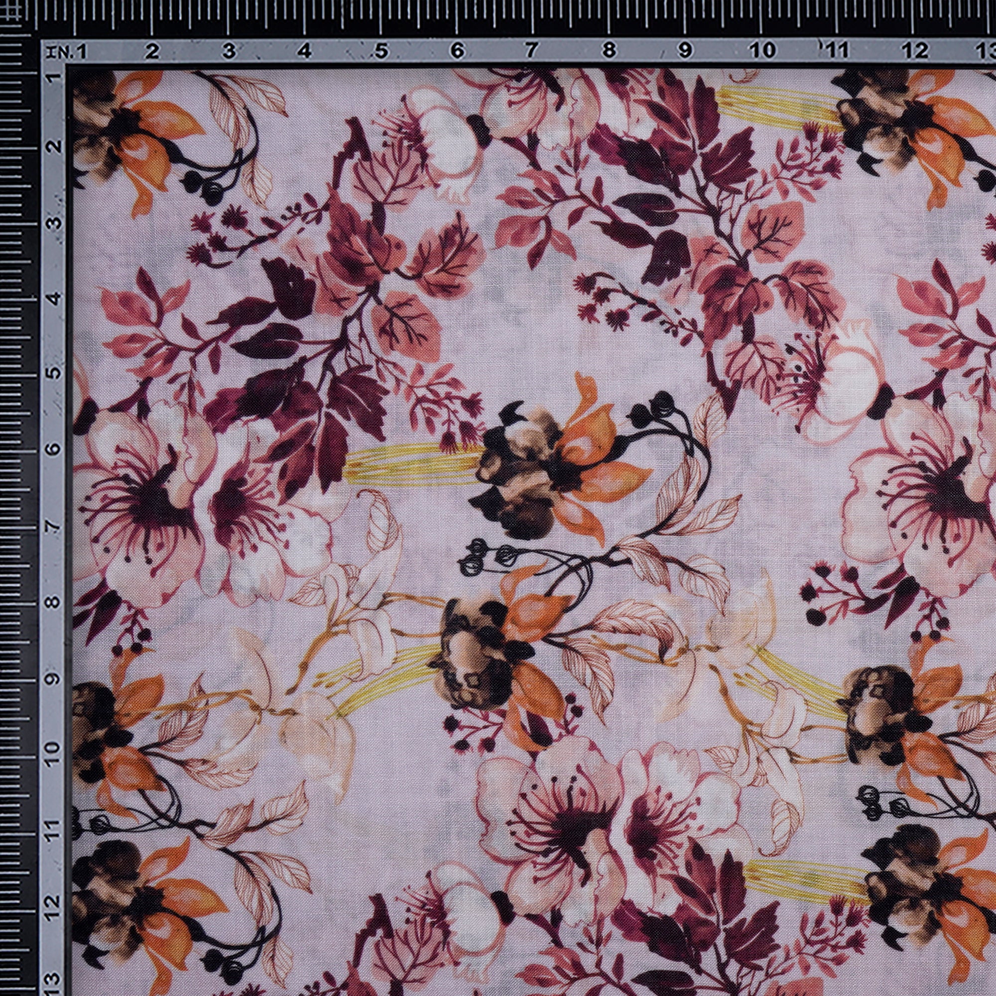 Multi Color Floral Pattern Digital Printed Polyester Linen Fabric
