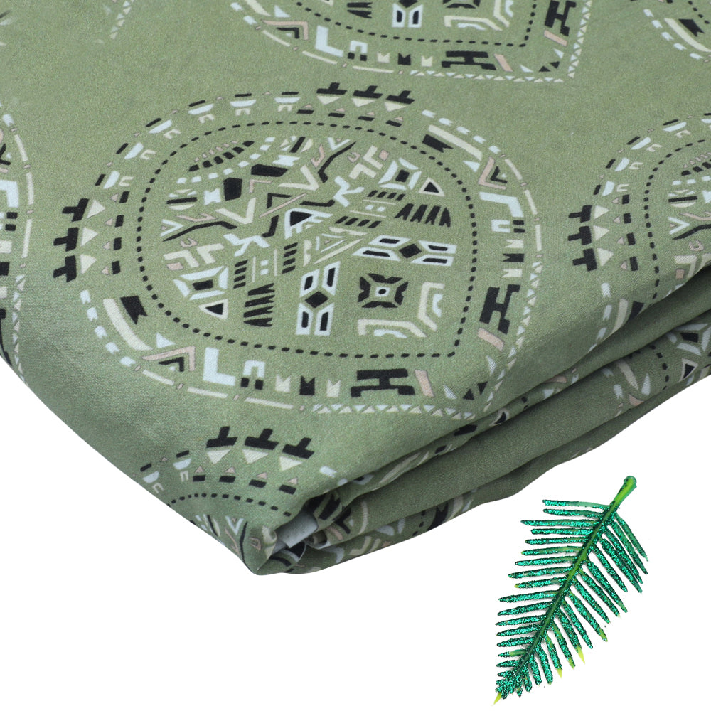 Camouflage Green Color Digital Printed Pure Chanderi Fabric
