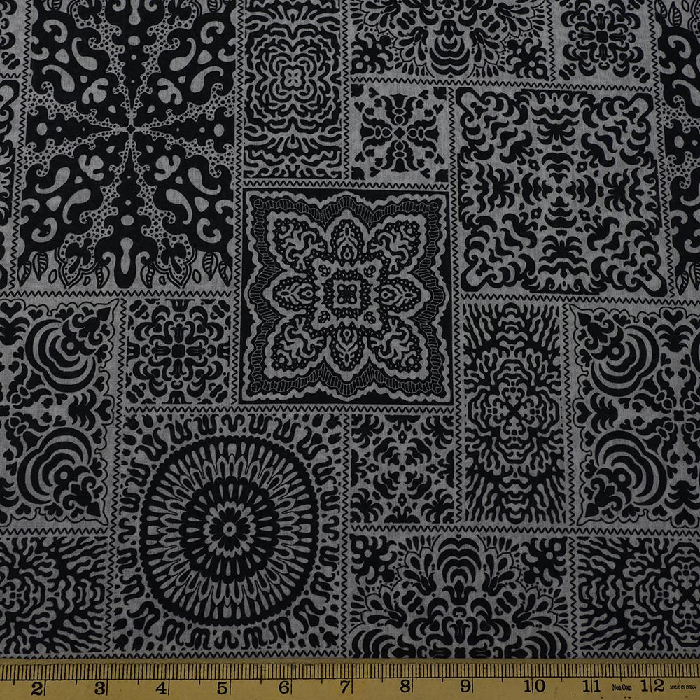 Black-White Color Digital Printed Cotton Voile Fabric