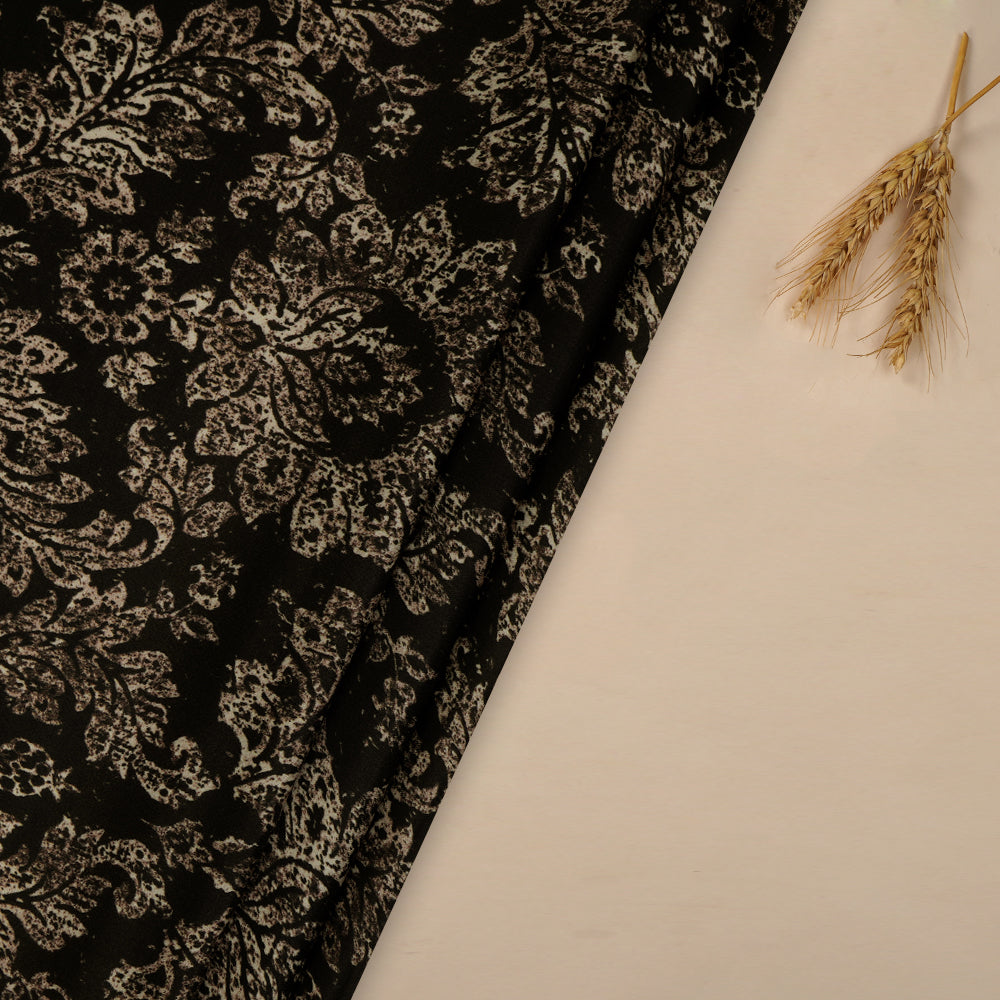 Black Color Digital Printed Modal Satin Fabric