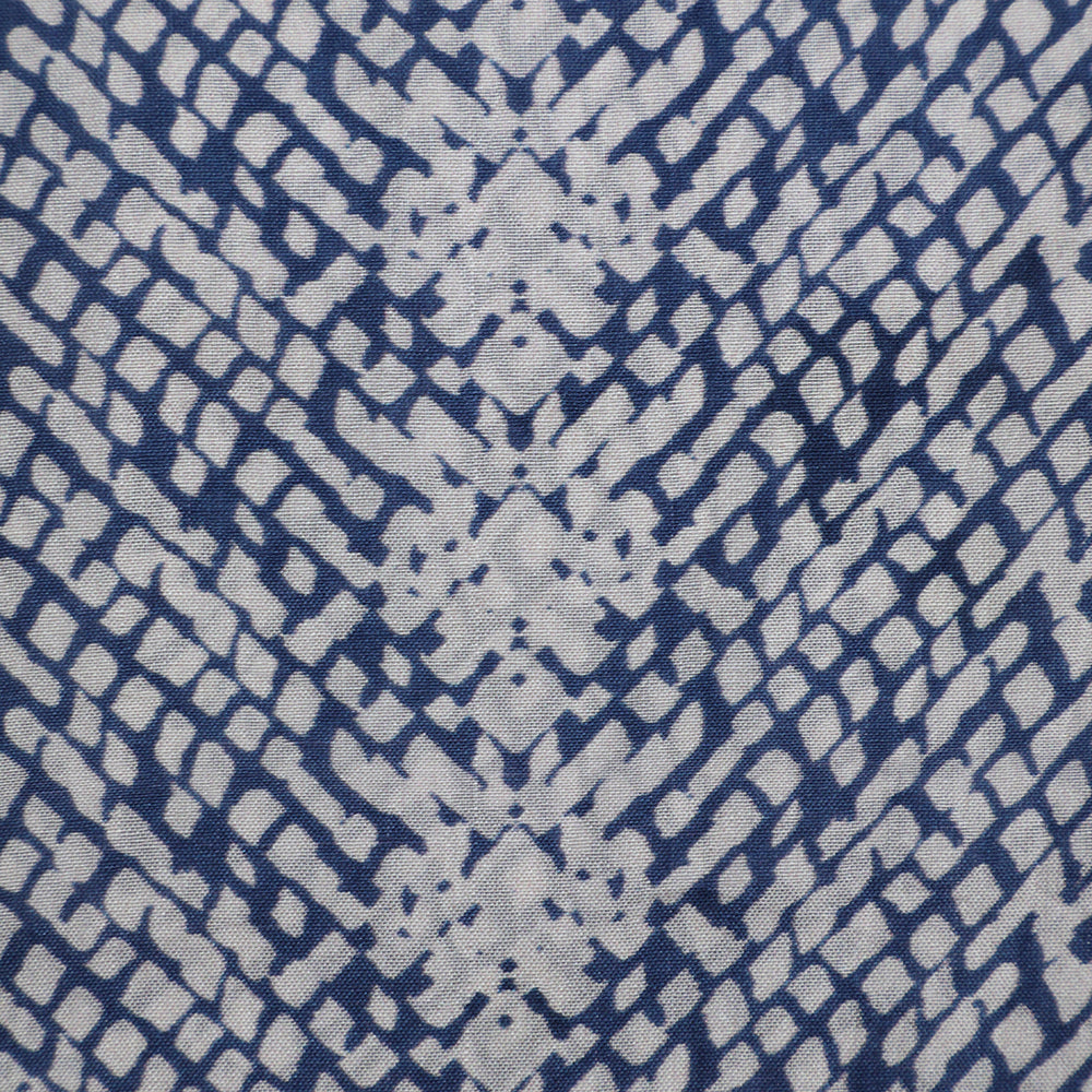 Blue-Off White color Digital Printed Plain Silk Fabric