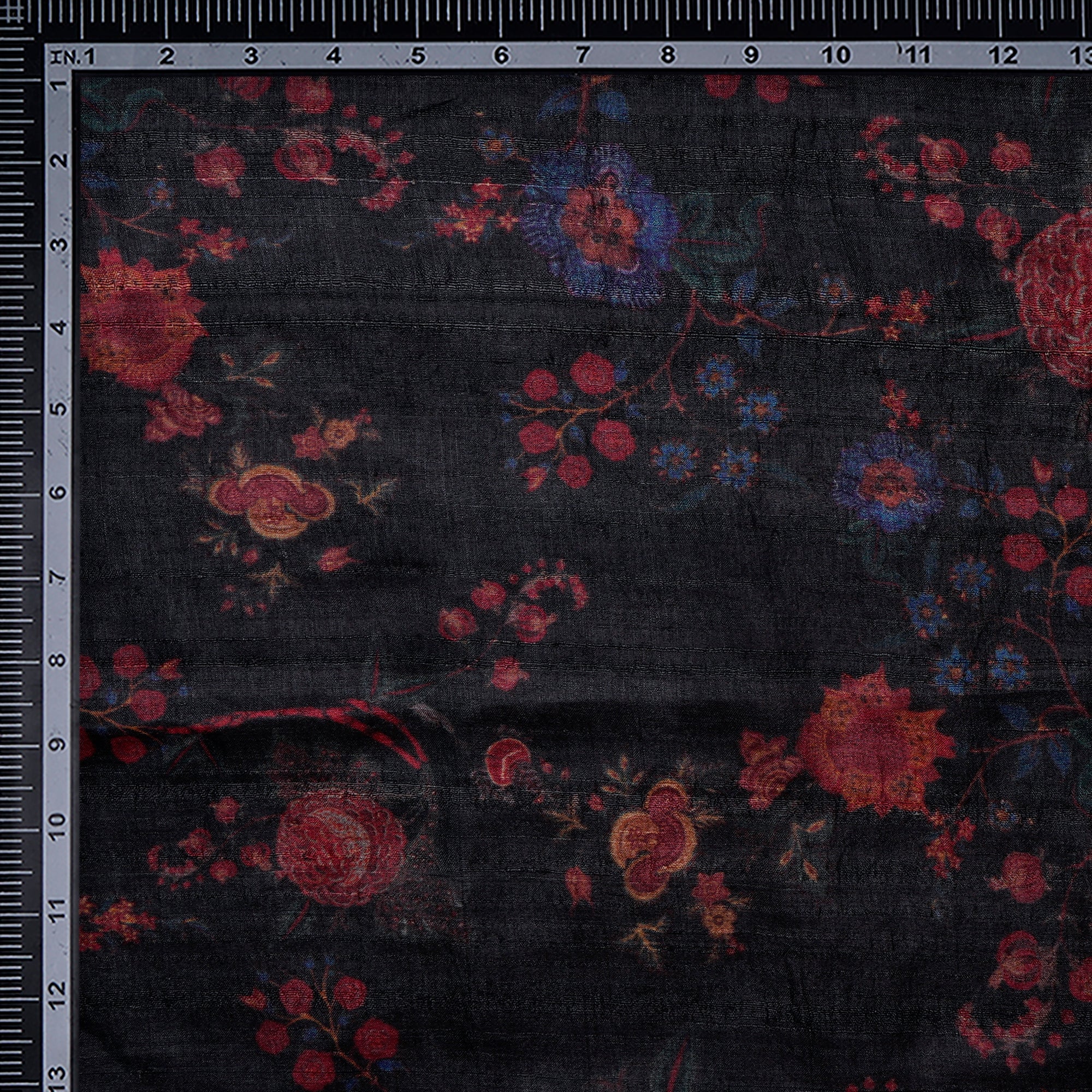 Multi Color Floral Pattern Digital Printed Silk Fabric
