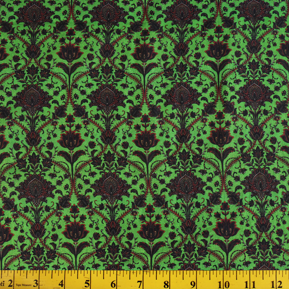 Green Color Digital Printed Chanderi Fabric